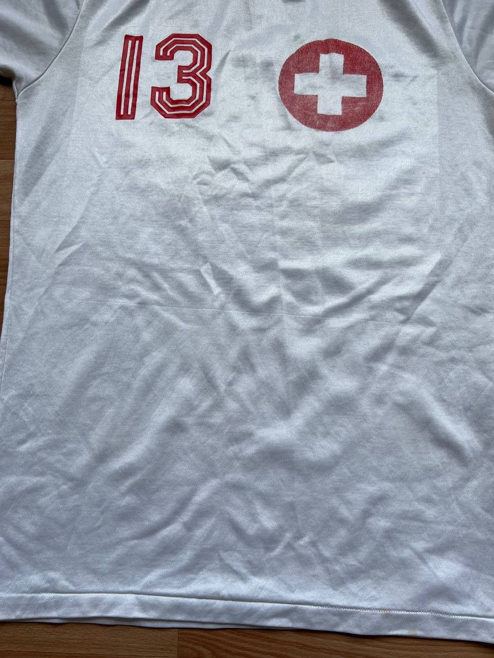 Vintage ULTRA RARE! 1975 SWITZERLAND #13 MATCH WORN ADIDAS JERSEY L Size US L / EU 52-54 / 3 - 15 Thumbnail