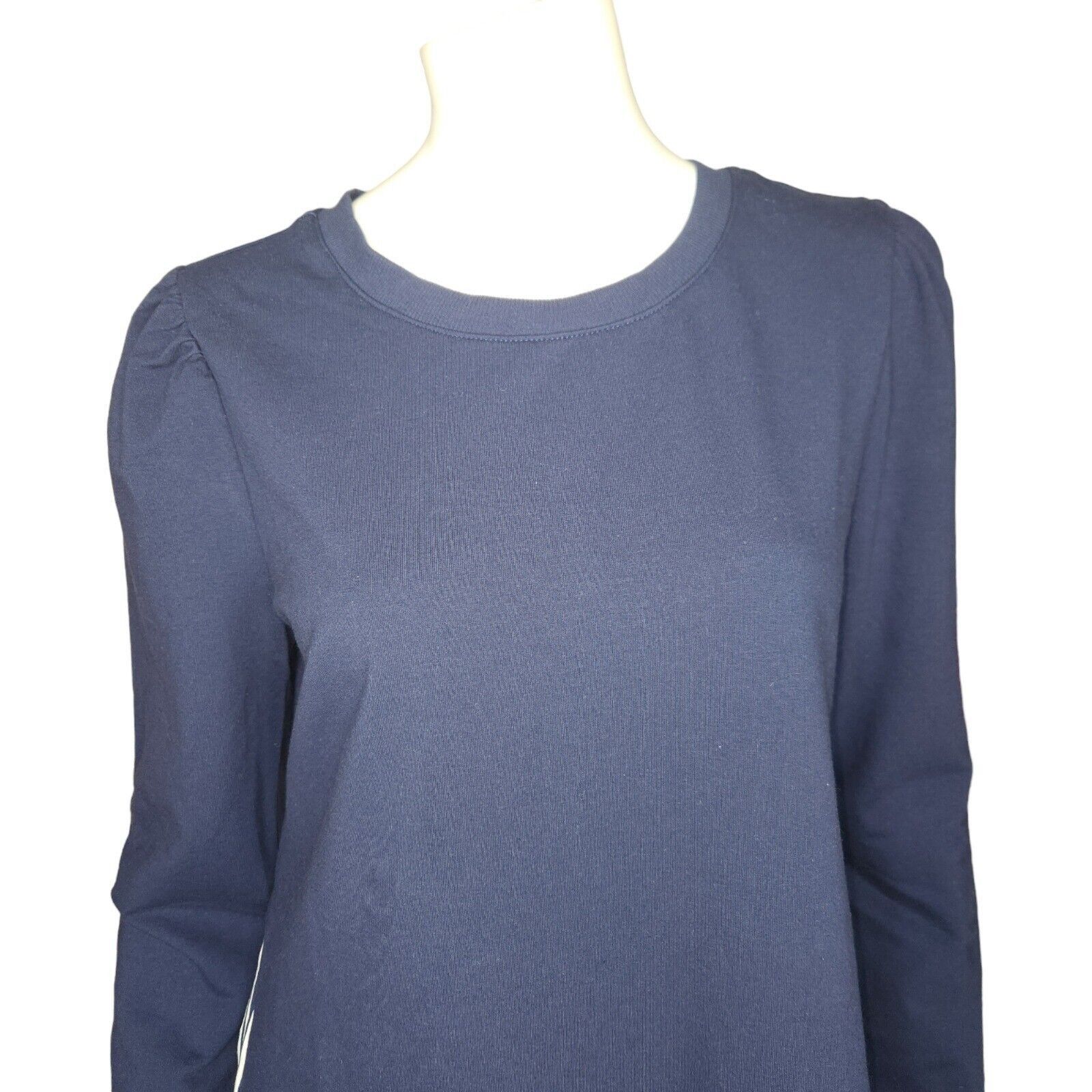 Denim & Co. Denim & Co. French Terry Tunic Striped Hem Navy Womens XS Size XS / US 0-2 / IT 36-38 - 3 Thumbnail