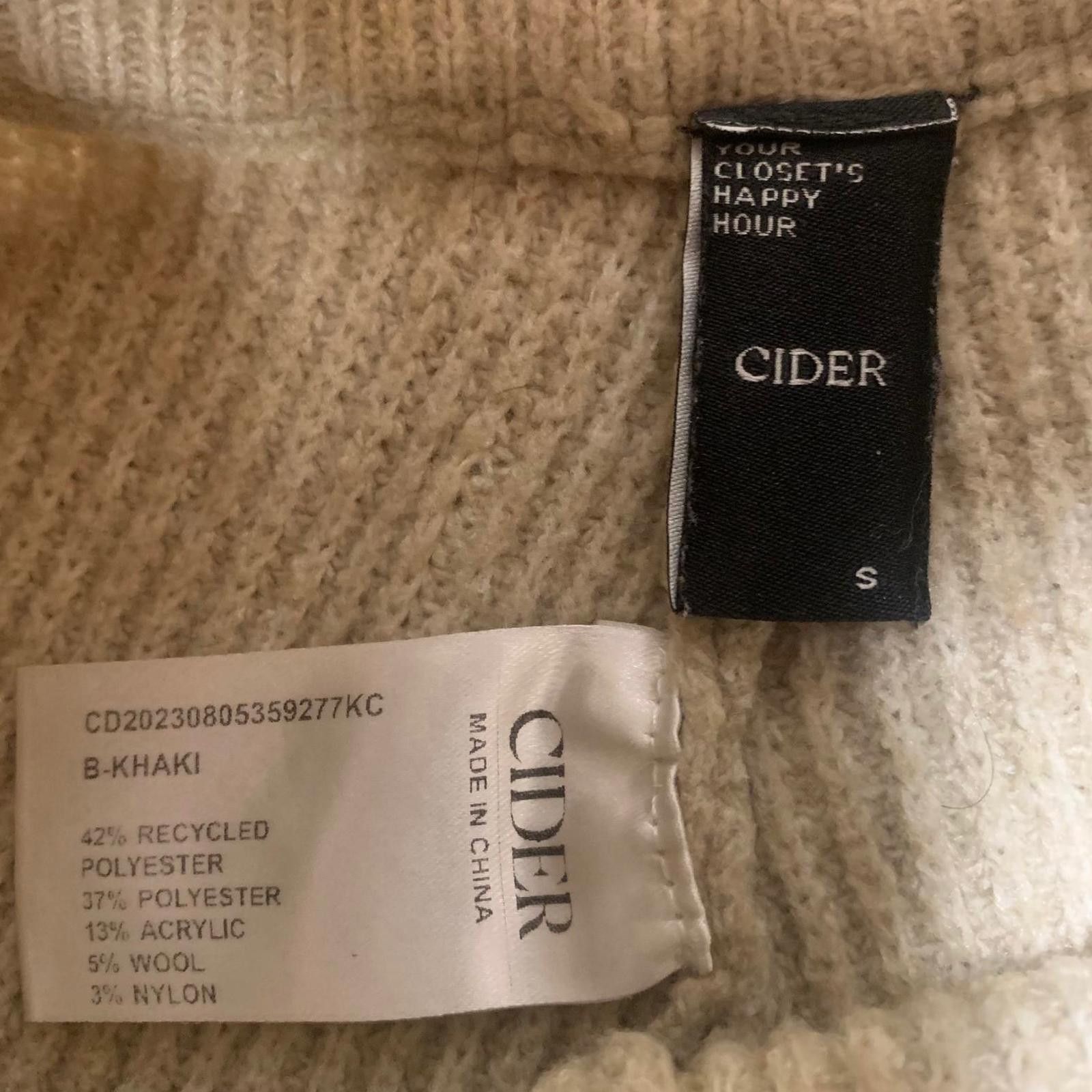 Cyderhouse Cider Women's Size Small Beige Knit Wide-Leg Wool Pants Size 28" / US 6 / IT 42 - 8 Thumbnail