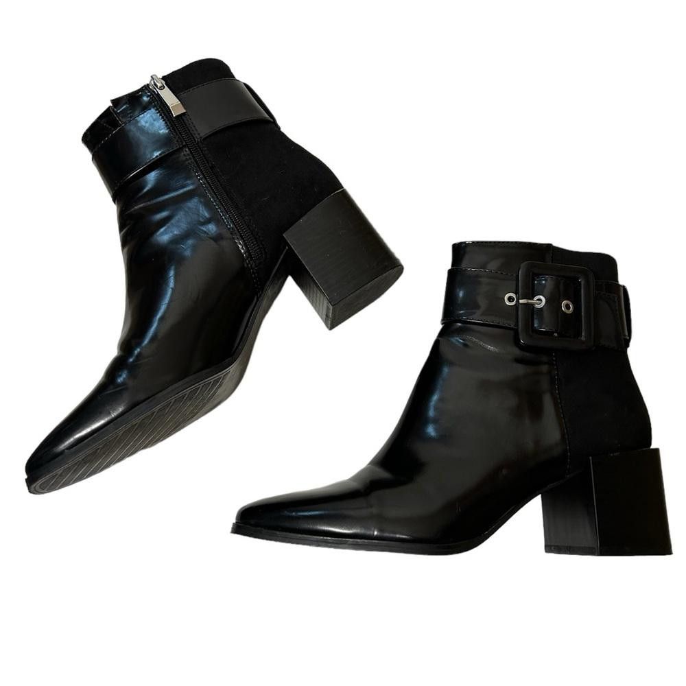 Zara Zara l Leather Suede Buckle Heeled Booties Size 9/40 Size US 9 / IT 39 - 5 Thumbnail