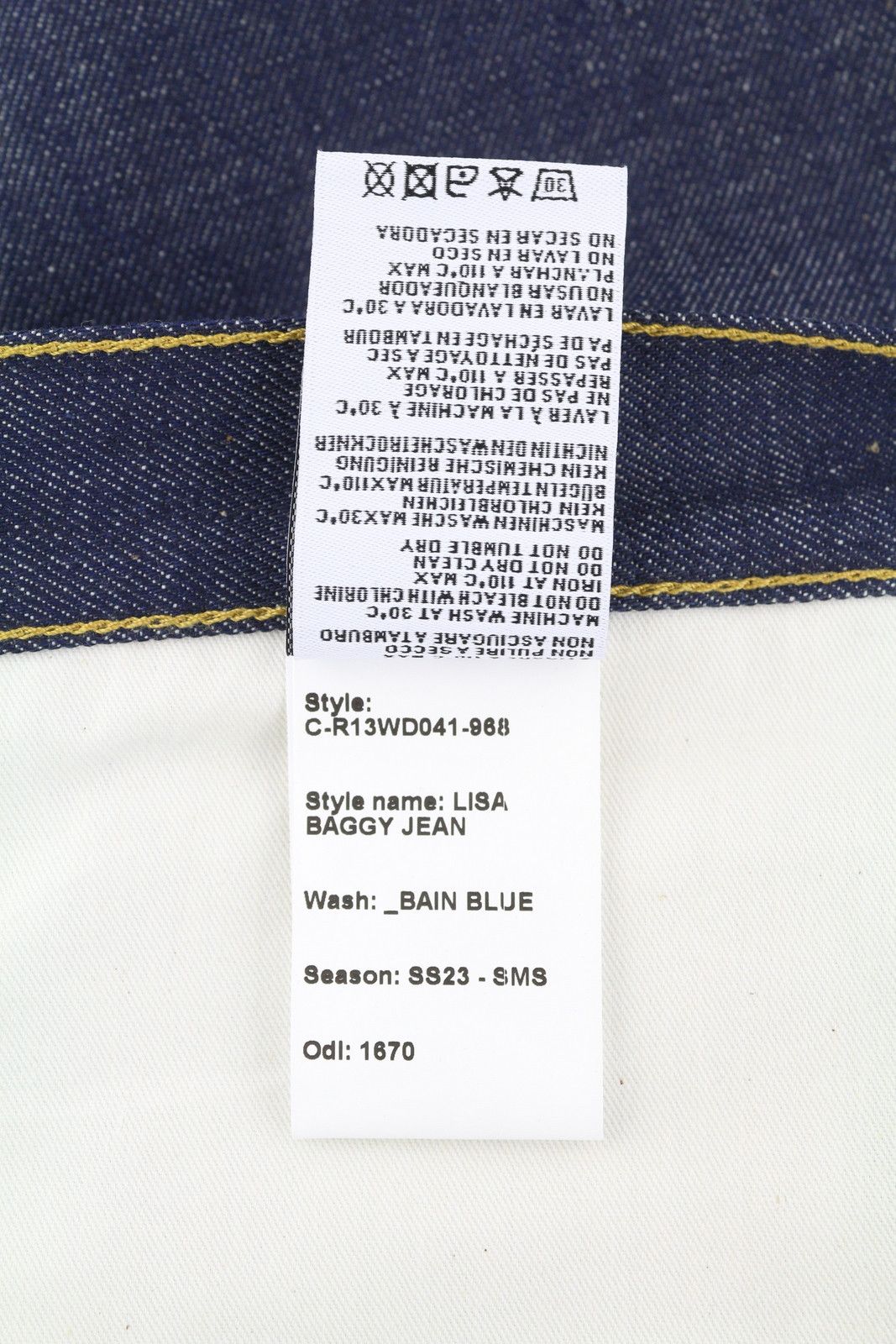 R13 LISA BAGGY 27 Bain Blue Denim Straight Fit Zip Fly 86496 Size 27" / US 4 / IT 40 - 7 Thumbnail