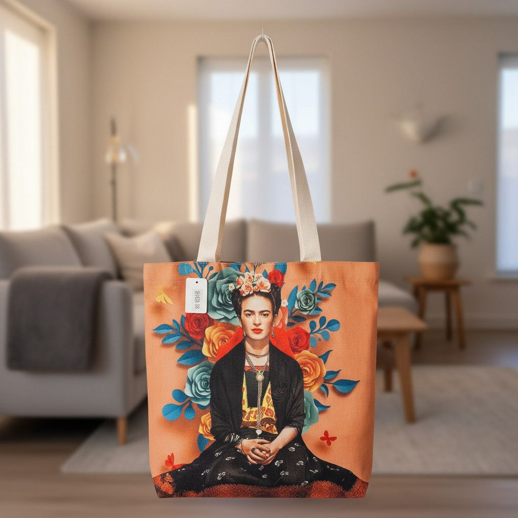 Other FRIDA KAHLO Custom Print Artisanal Linen Tote Bag Hand Size ONE SIZE - 8 Thumbnail