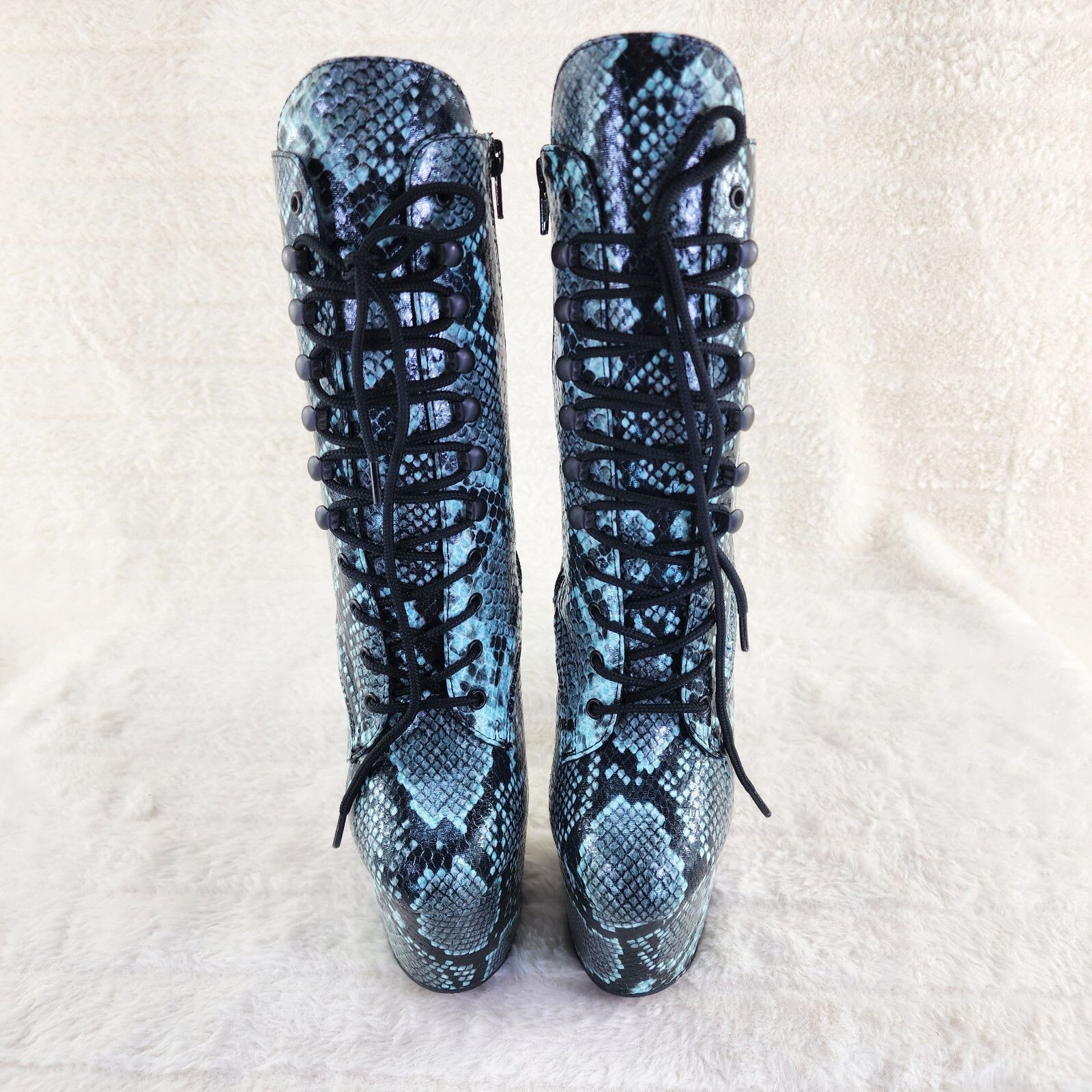 Other Adore 1020SP Mint Snake Print 7" High Heel Platform Ankle Bo Size US 8 / IT 38 - 4 Thumbnail