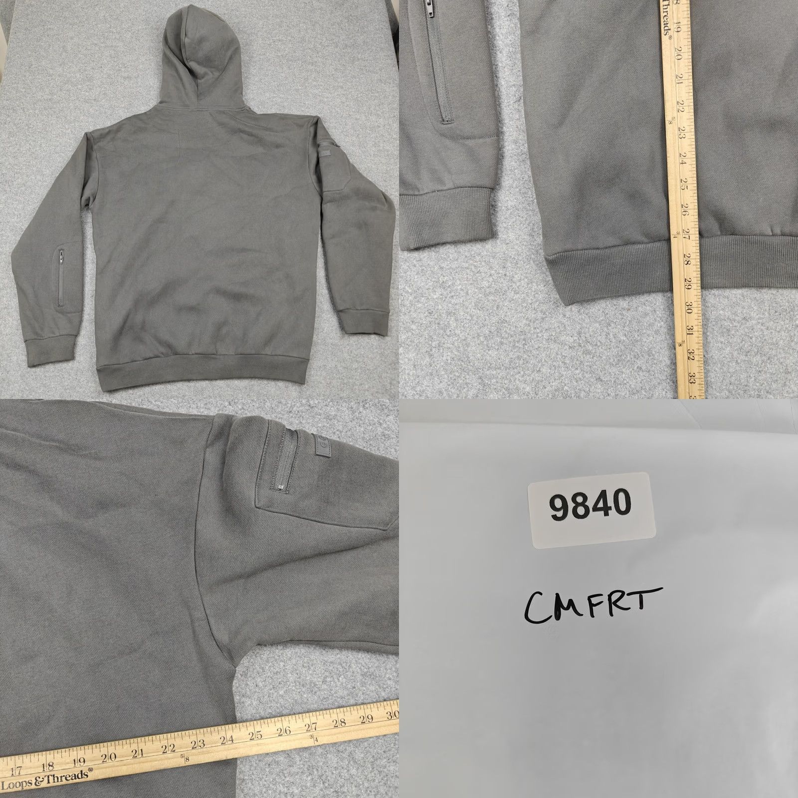 KangaROOS Comfrt Hoodie Mens XL Gray Fleece Pullover Kangaroo Logo Sleeve Zip Pockets Size US XL / EU 56 / 4 - 8 Thumbnail