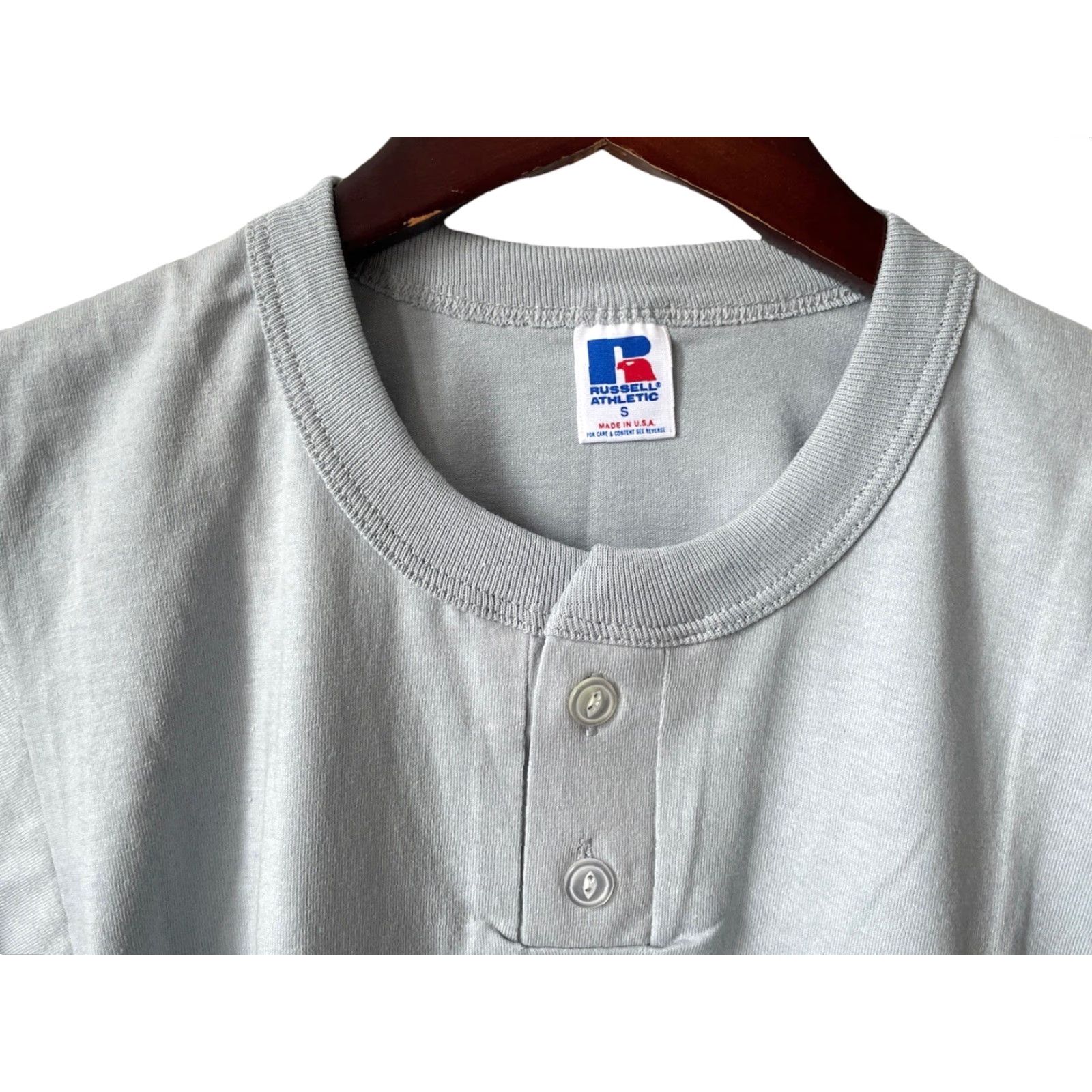 Russell Athletic VINTAGE Russell Athletic Henley T-Shirt Mens S Gray 1990s Deadstock NWOT Baseball Tee Shirts Mens Size US S / EU 44-46 / 1 - 2 Thumbnail