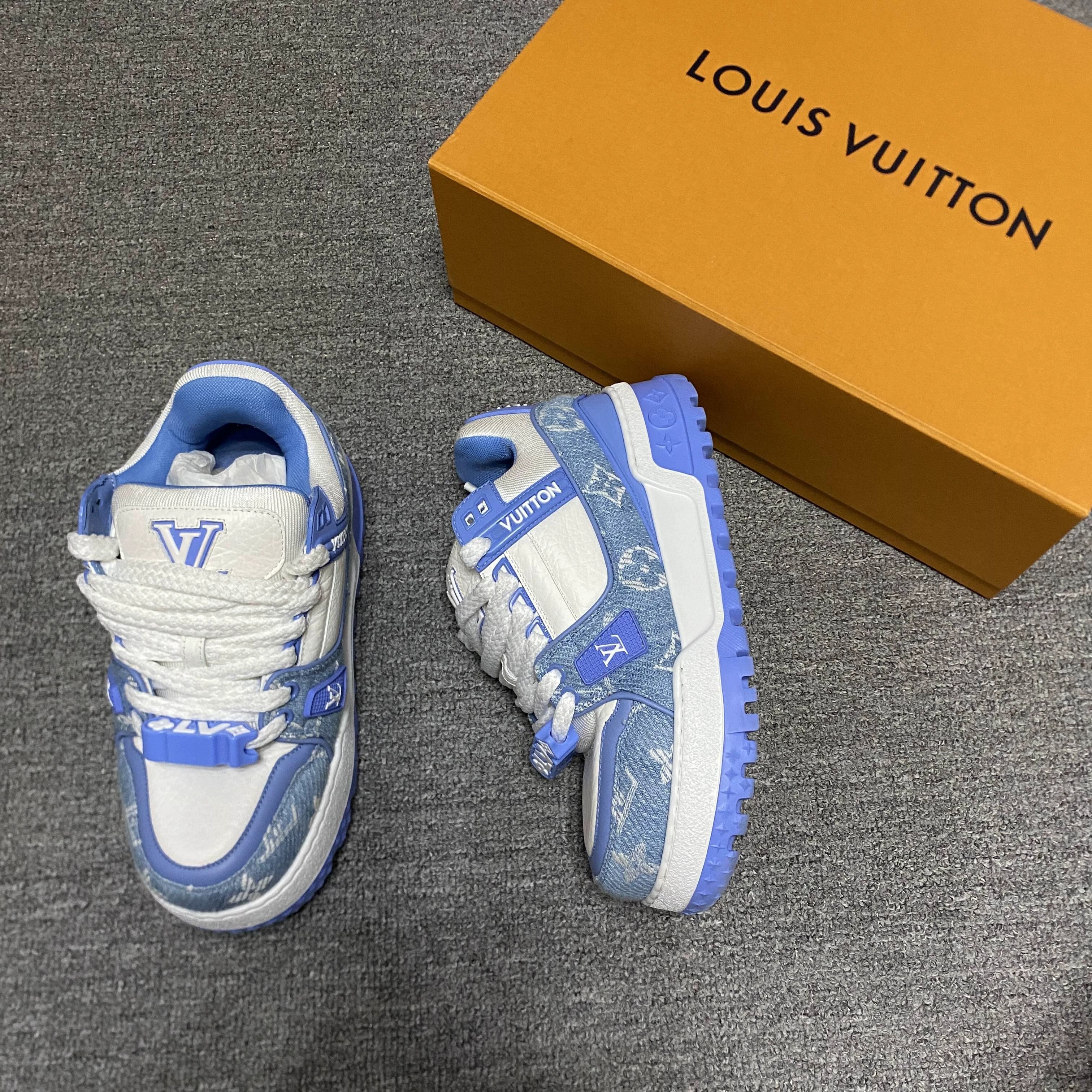 Louis Vuitton LV Trainer Maxi Denim Puff Sneaker EUR 37.5 Size US 7 / IT 37 - 1 Thumbnail