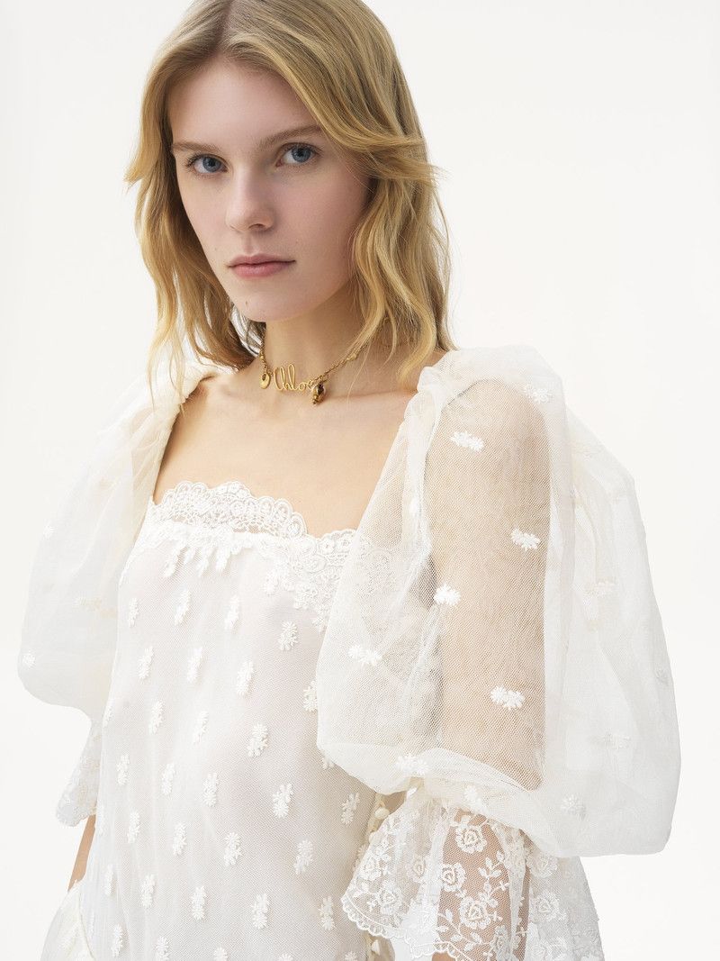 Chloe o1loc1c10226 Square-neck Top in Whisper White Size M / US 6-8 / IT 42-44 - 5 Thumbnail