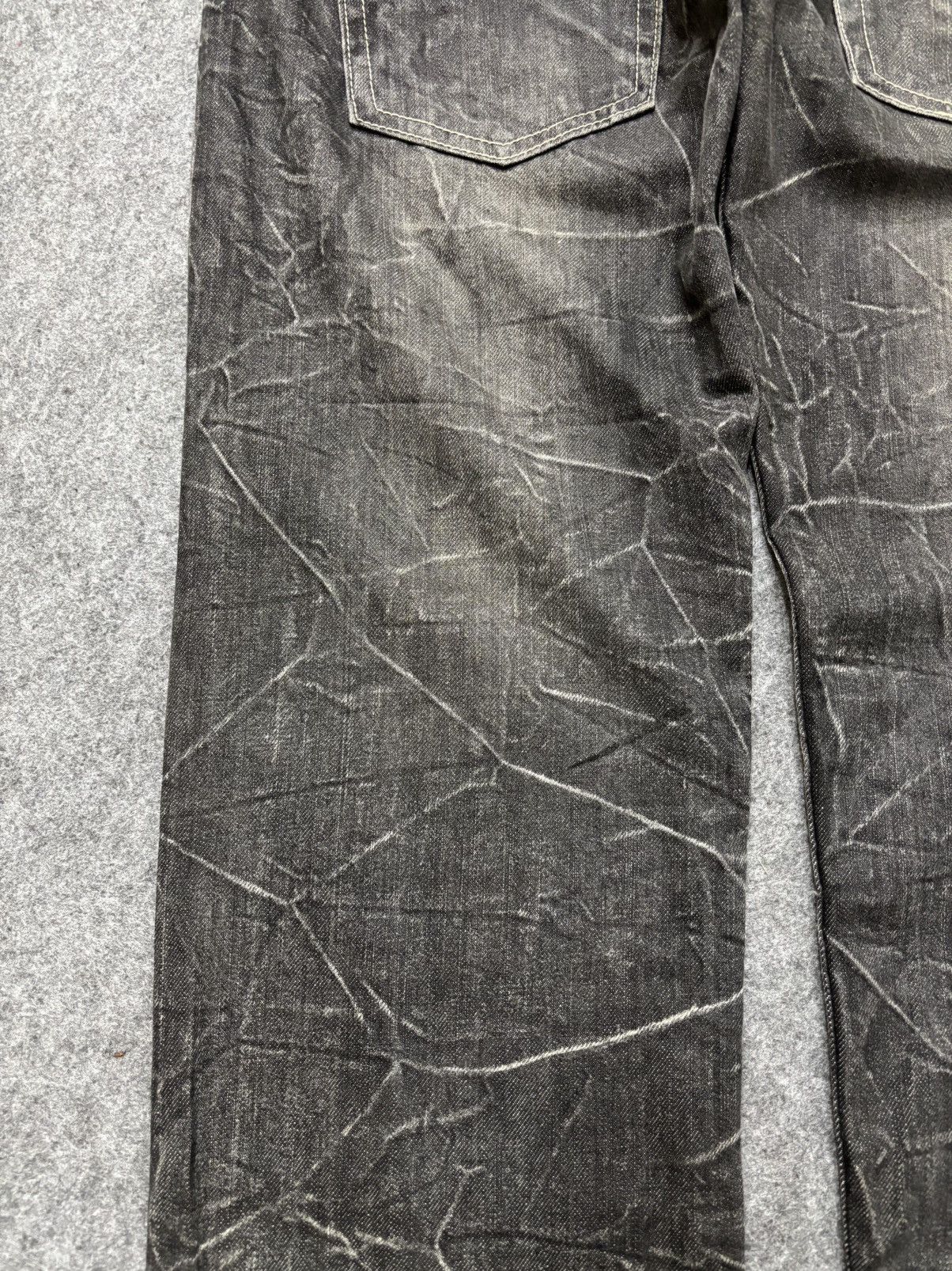 Japanese Brand 💥Cracked Fades💥Antfui Double Waist Black Wash Denim F642 Size US 32 / EU 48 - 16 Thumbnail