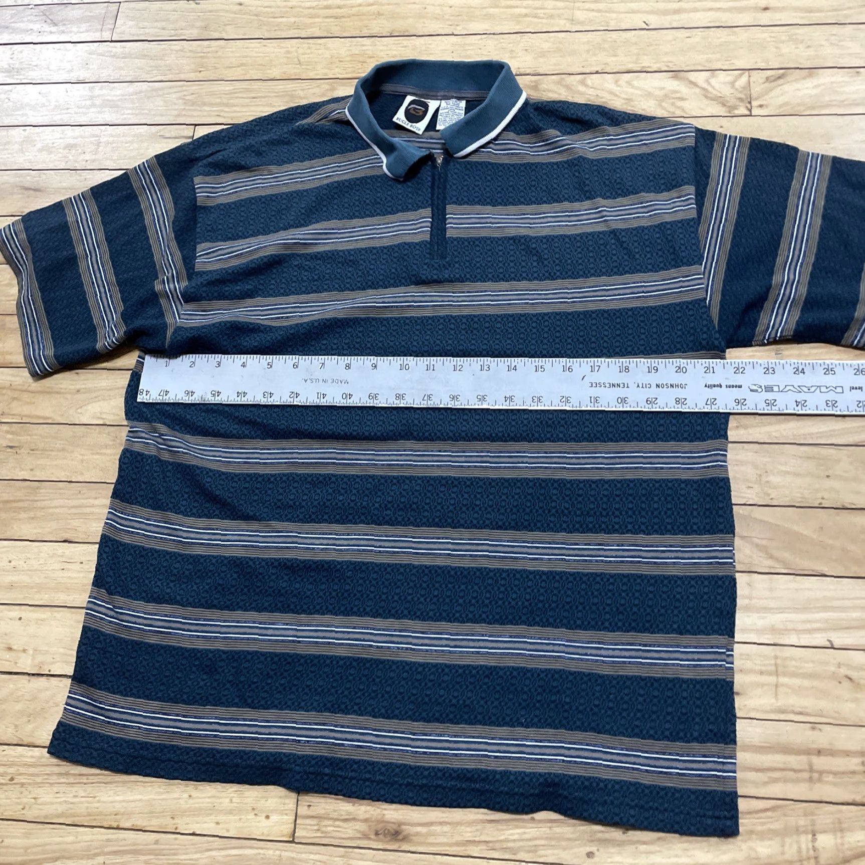 Bugle Boy VINTAGE Bugle Boy Geometric Zip Polo Shirt Men L Green 90s Western Art Deco Button-Up Collared Shirt Adults Mens Size US L / EU 52-54 / 3 - 6 Thumbnail