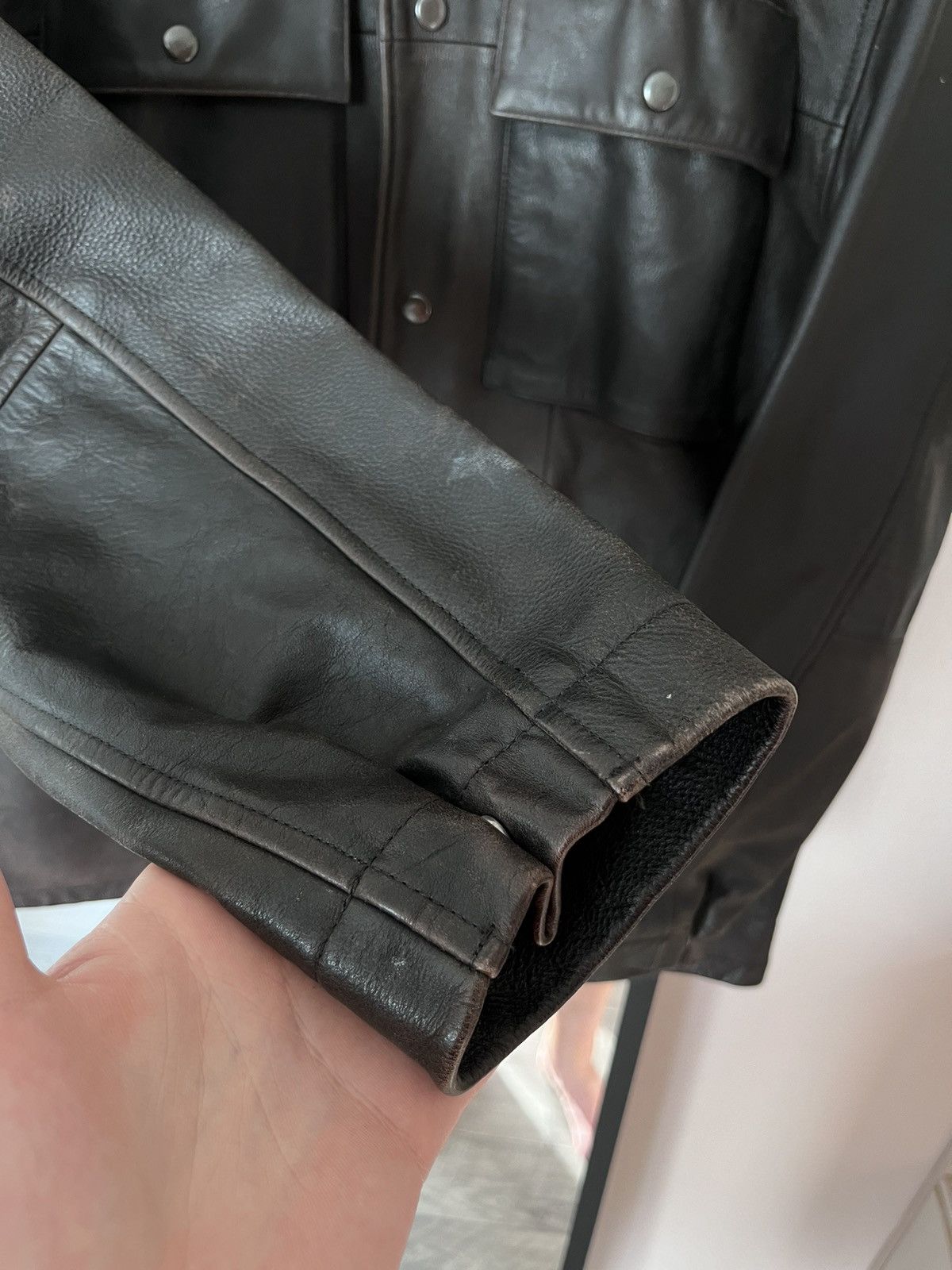 Gap 00s Gap Distressed Brown Button Leather Jacket Size US L / EU 52-54 / 3 - 12 Thumbnail