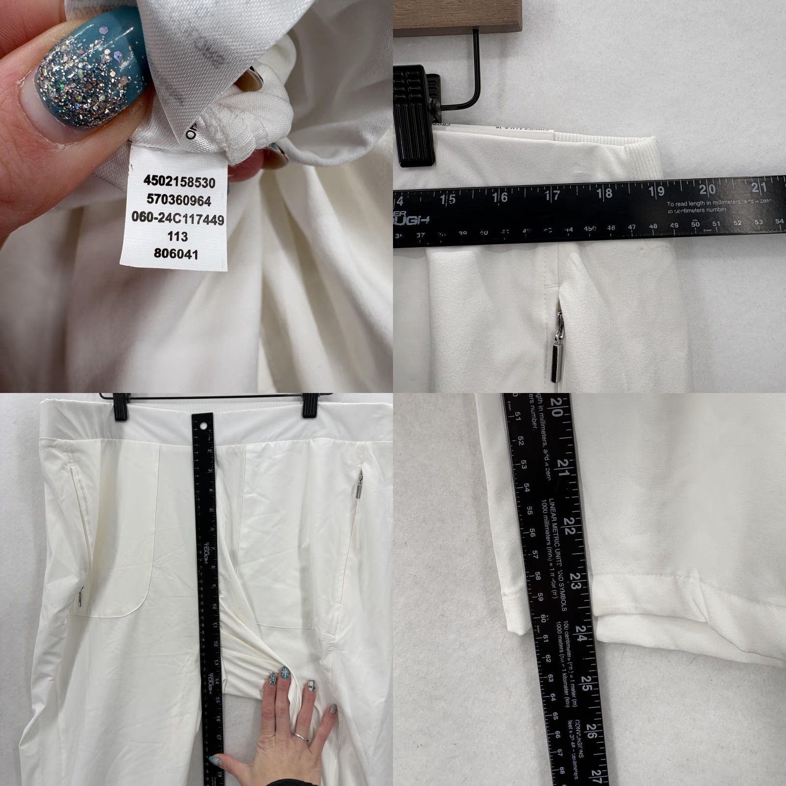 Vintage Chico's Zenergy Neema Bungee Crop Pants Womens 16 White Pockets Travel Stretch Size 38" / US 16 / IT 52 - 8 Thumbnail