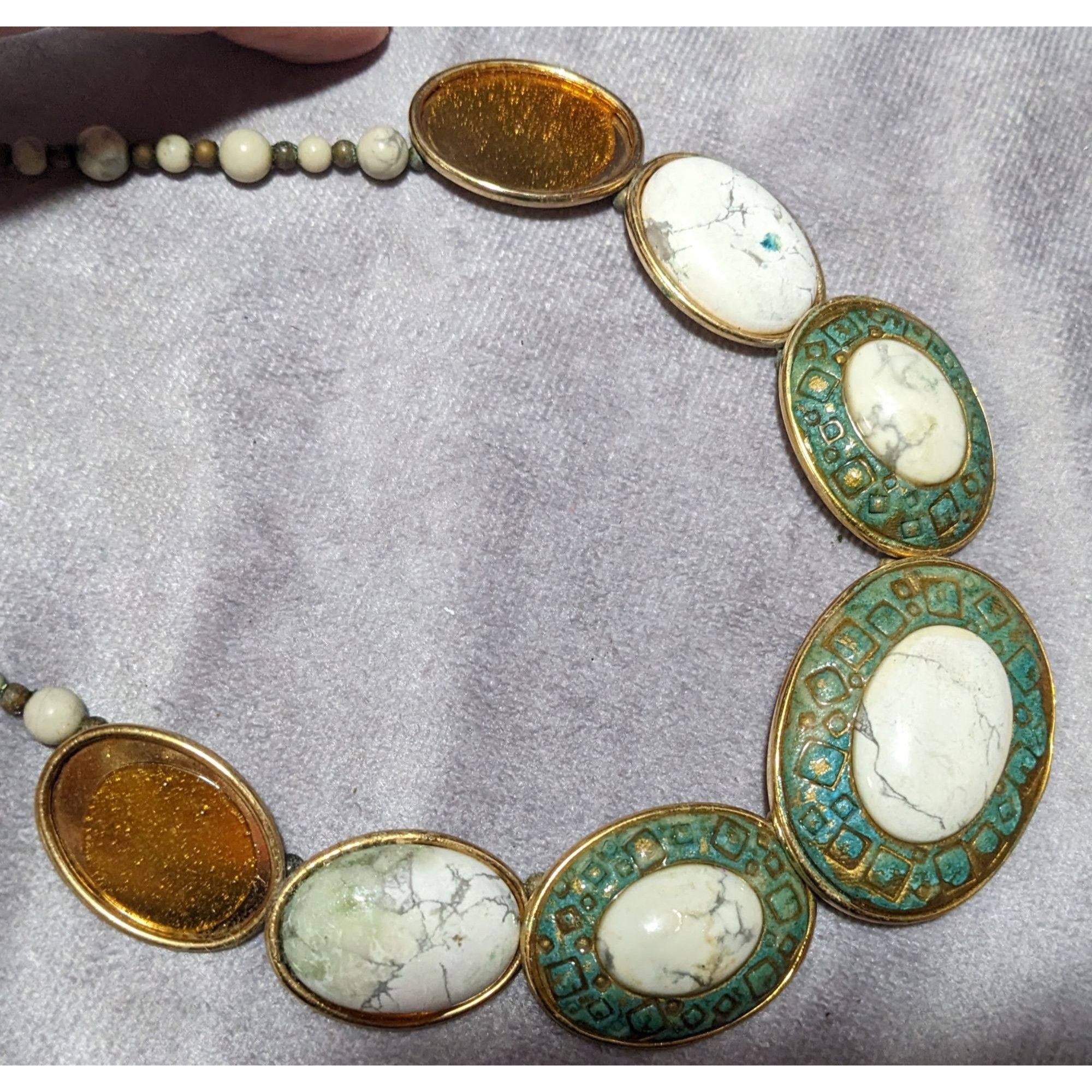 Other Vintage Carved Stone Beaded Cabochon Necklace Size ONE SIZE - 15 Thumbnail