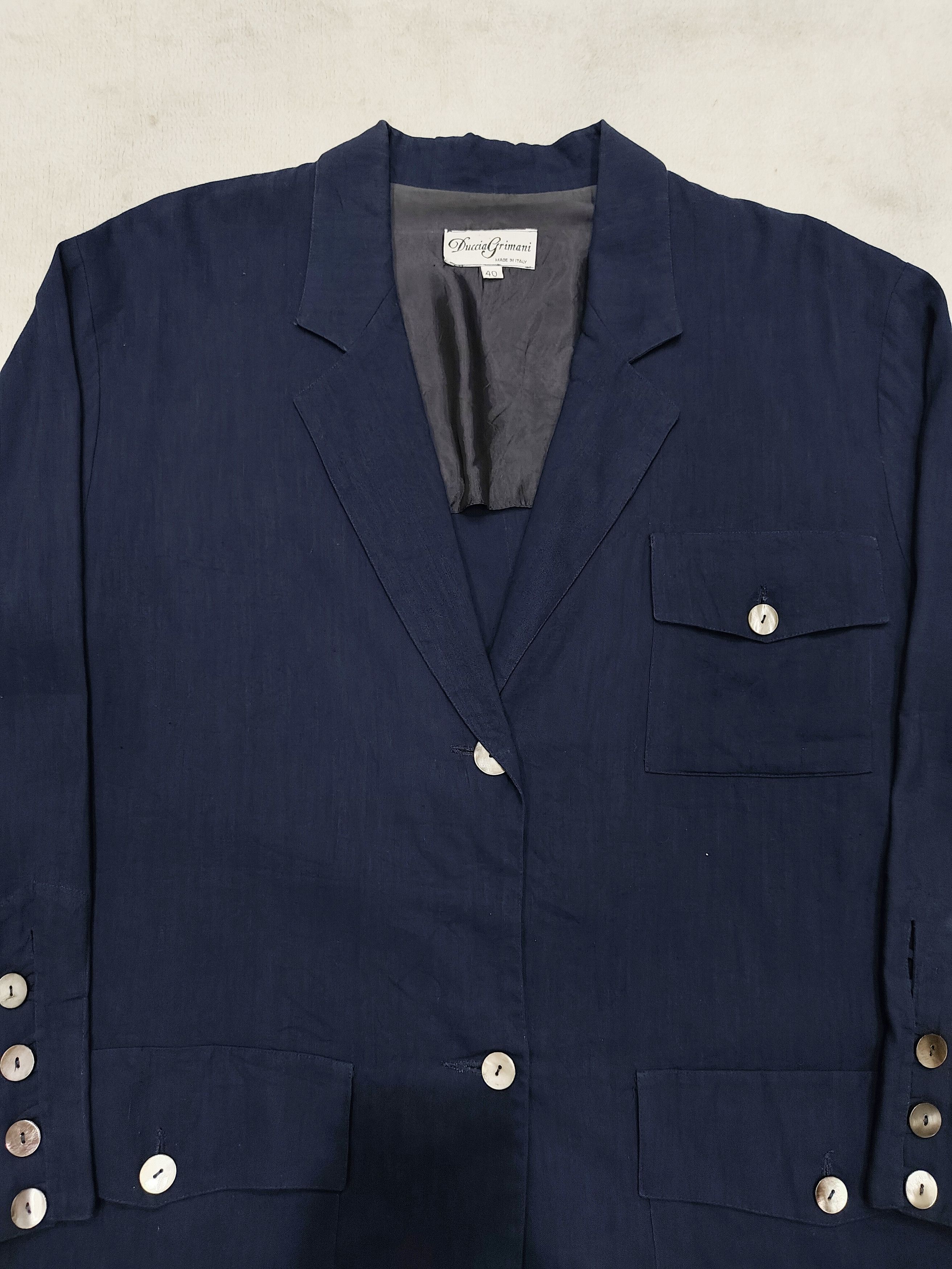 Vintage 80s Duccia Grimani- Archive Italian Linen Utility Blazer Size US L / EU 52-54 / 3 - 2 Thumbnail