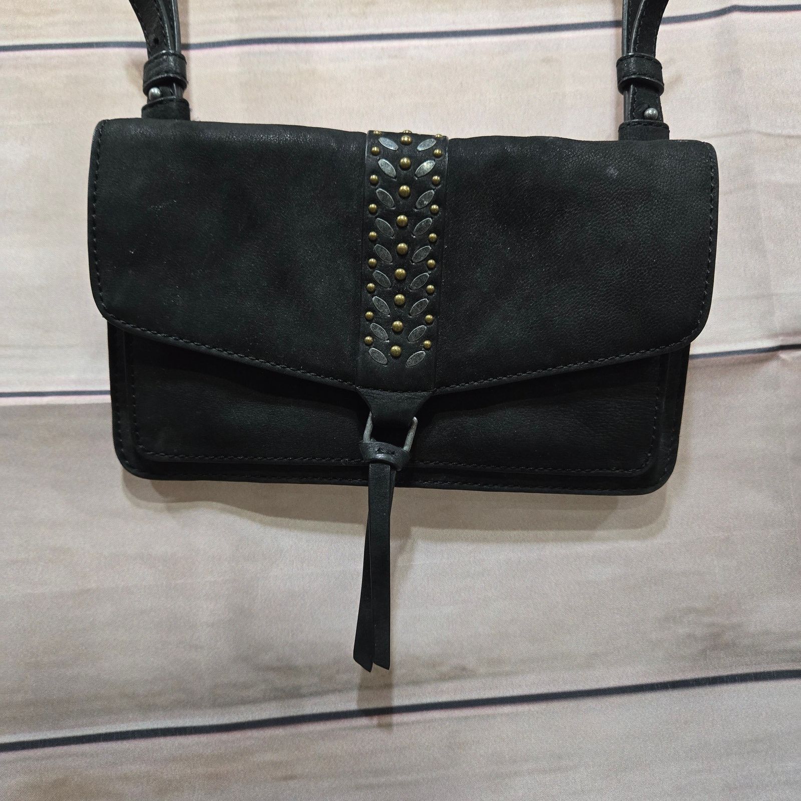 Lucky Brand Lucky Brand Black Leather Studded Crossbody Purse Size ONE SIZE - 3 Thumbnail