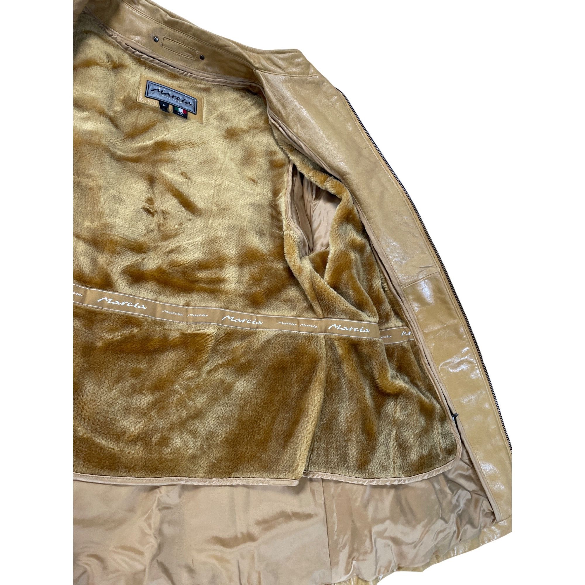 Other Marcia Collection Vintage womans Tan Italian Leather Jacket Size L / US 10 / IT 46 - 17 Thumbnail