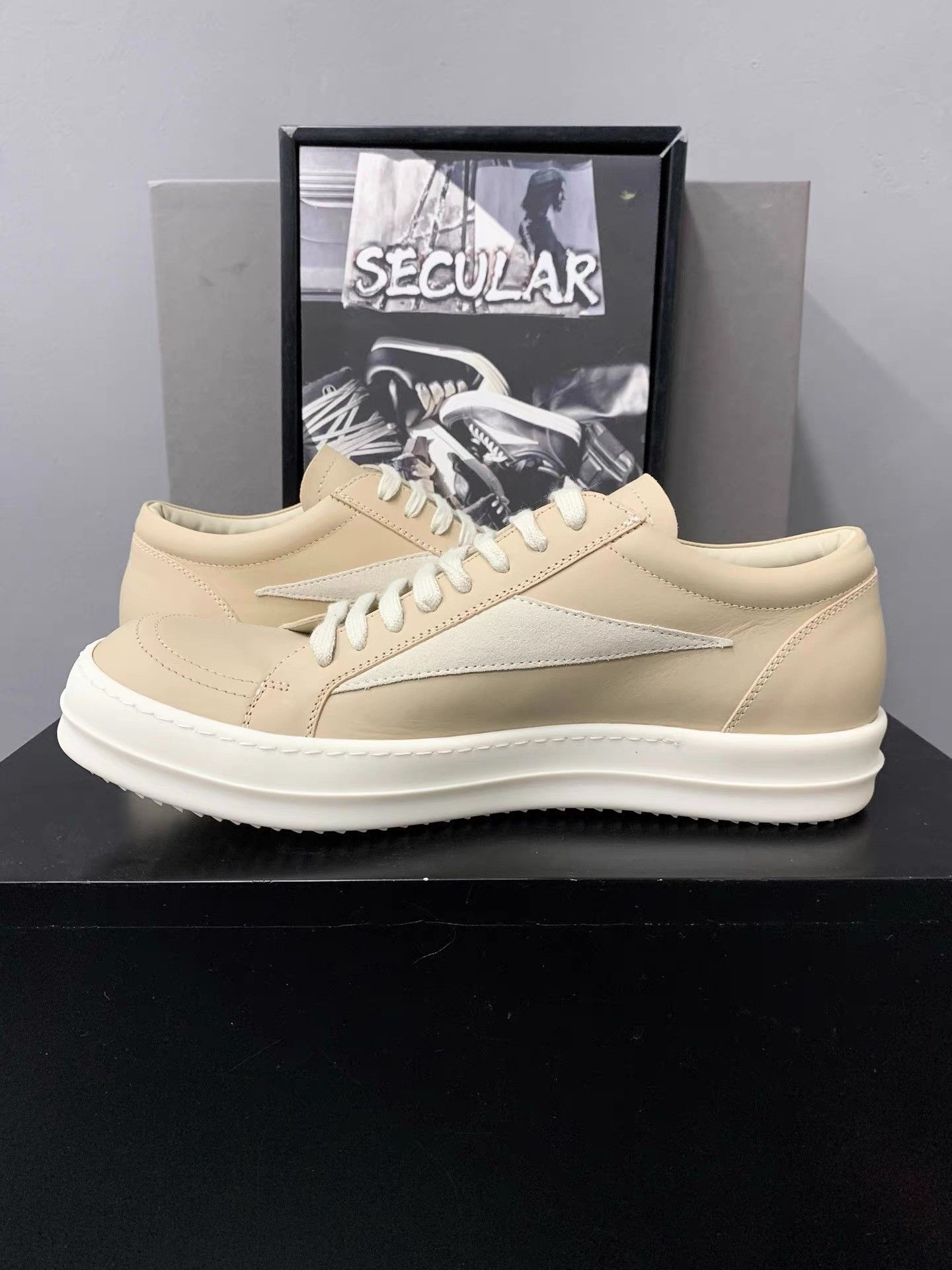 Rick Owens Rick Owens 25SS Cream Mainline Leather Big Vans Sneakers K34 Size US 8 / EU 41 - 6 Thumbnail