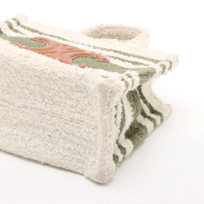 Celine Triomphe Small Cabas Two-Way Handbag White x Green Size ONE SIZE - 3 Thumbnail