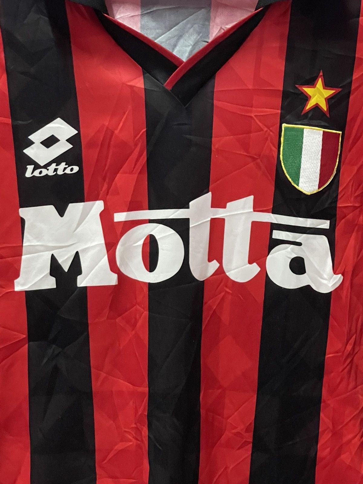 Lotto Sport × Vintage Vintage 90s AC Milan Home Jersey Lotto Motta🔥🔥 Size US M / EU 48-50 / 2 - 2 Thumbnail