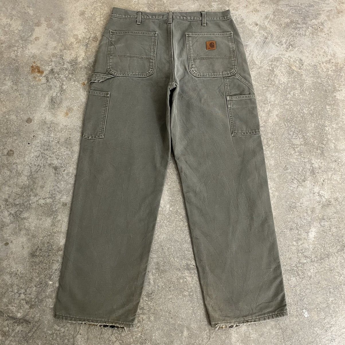Carhartt VTG Carhartt Blanket Lined Moss Green Carpenter Pants Size US 33 - 15 Thumbnail