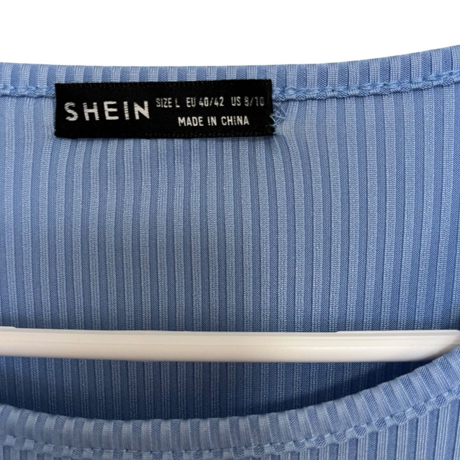 Shein Shein | Blue Ruched Tie Ribbed Knit Stretch Tank Dress Large Size L / US 10 / IT 46 - 5 Thumbnail