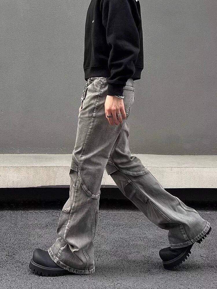 Japanese Brand × Jean Y2K Streetwear Vintage Grey Pleated Flare Jeans Size US 31 - 6 Thumbnail