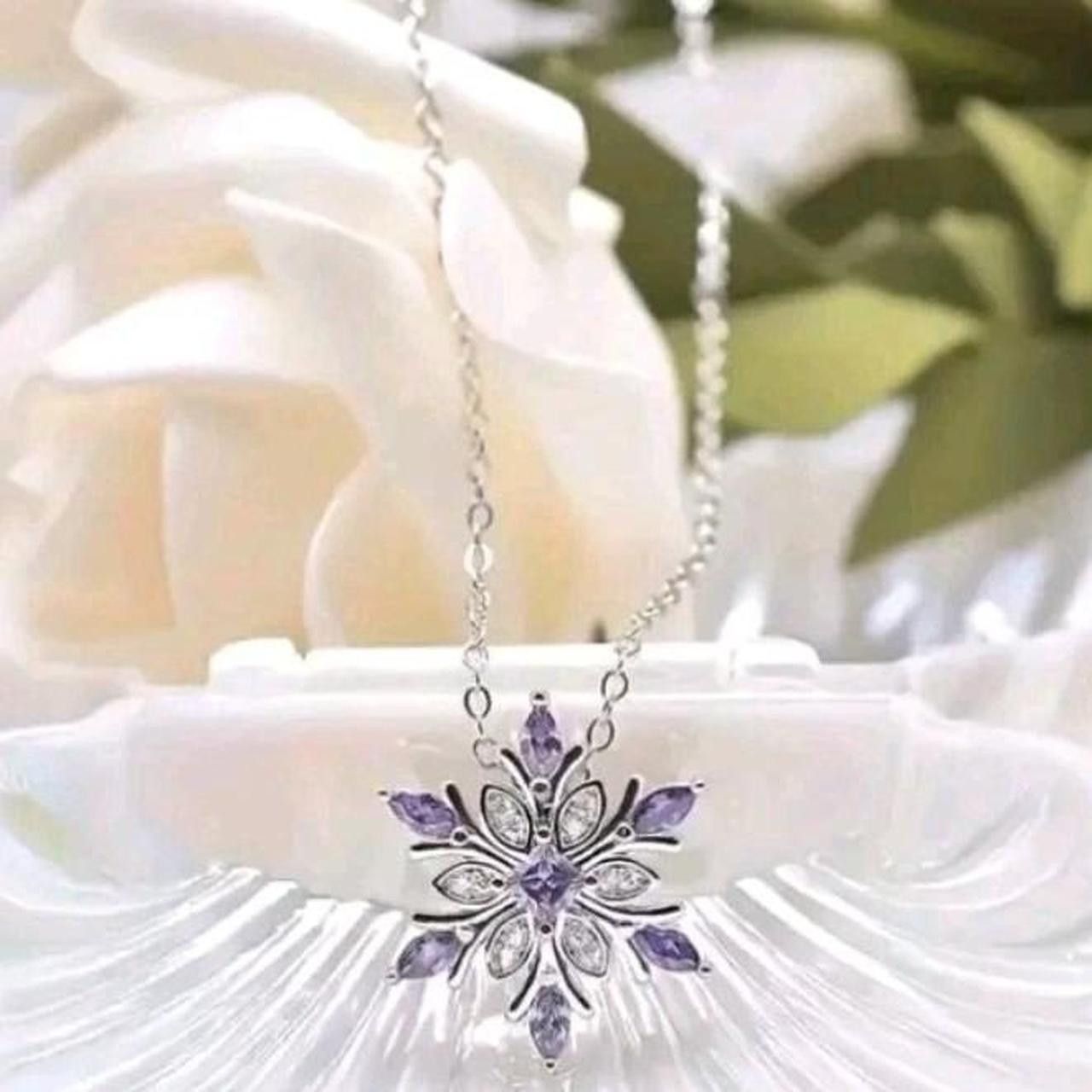 Other Snowflake Pendant Necklace with Purple CZ Size ONE SIZE - 1 Thumbnail