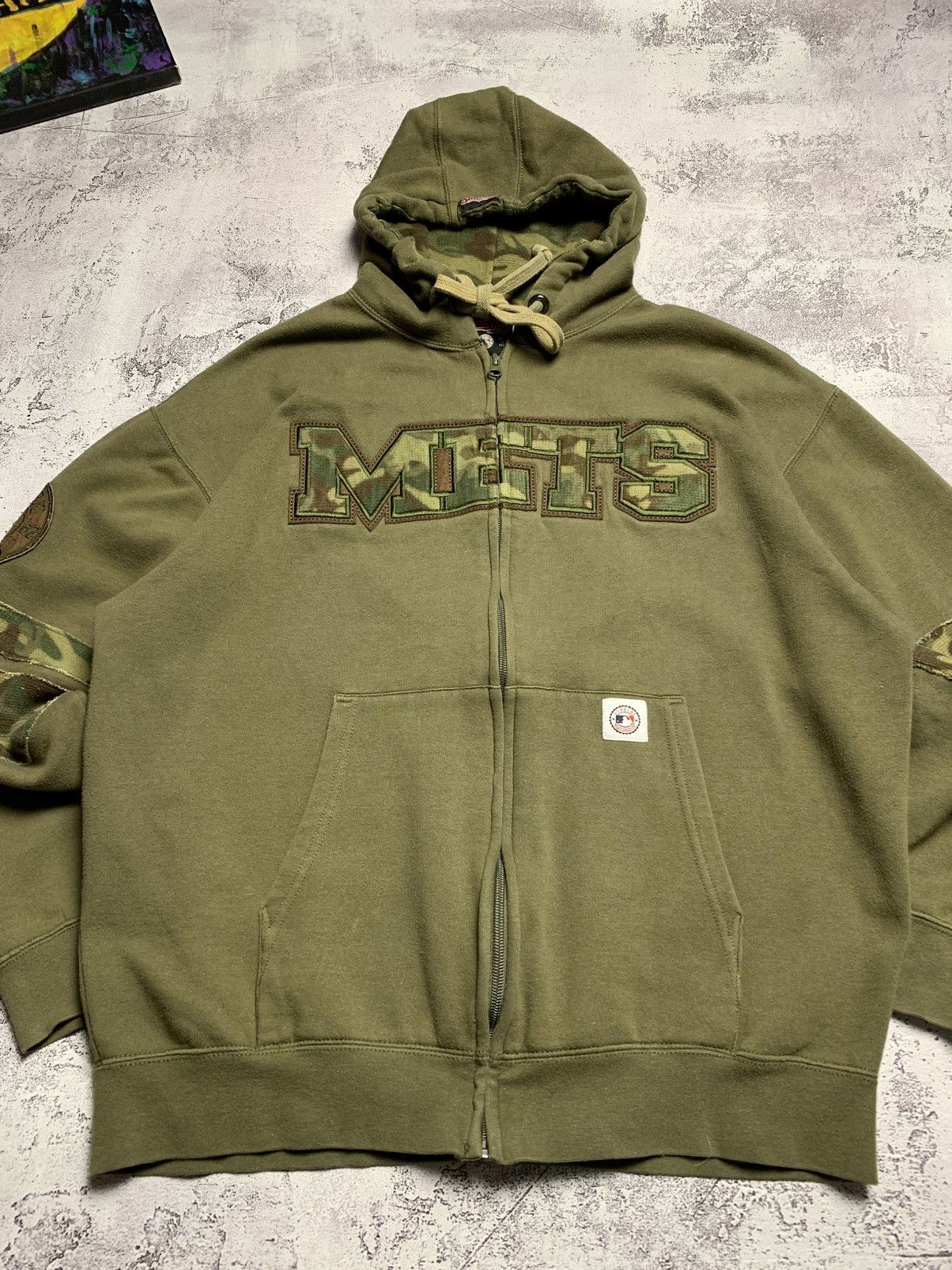 MLB Vintage NY New York Mets Camo Green Stitches Hoodie Size Size US L / EU 52-54 / 3 - 6 Thumbnail