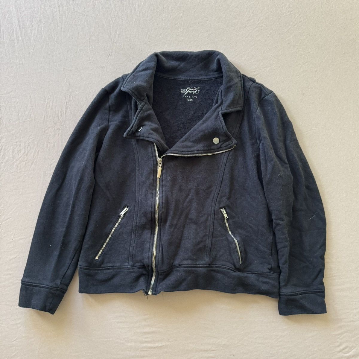 Style & Co Style & Co. Sport French Terry Moto Jacket Size L / US 10 / IT 46 - 1 Thumbnail