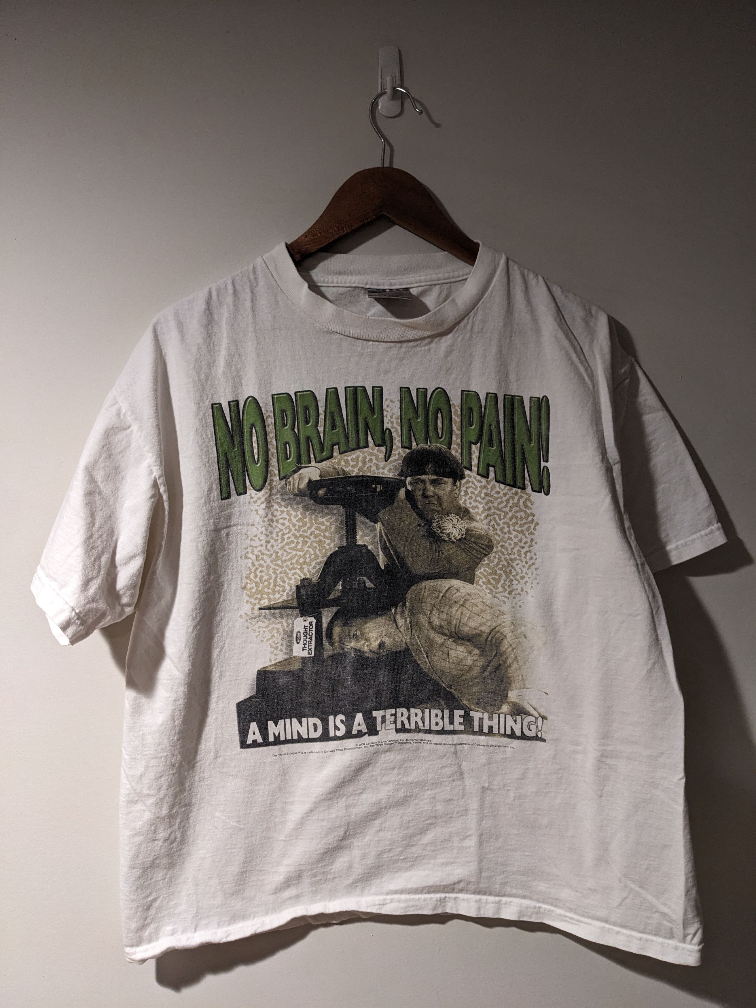 Vintage Vintage 2000 Three Stooges No Brain No Pain X-Large T-Shirt Size US XL / EU 56 / 4 - 1 Thumbnail