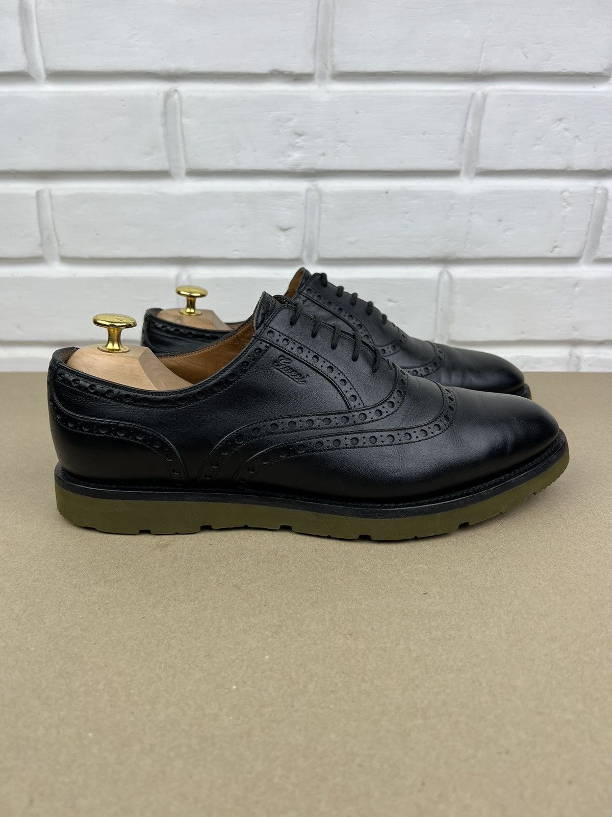Gucci GUCCI Oxfords Brogues Leather Shoes Lace Up Logo Black Men’s Size US 9.5 / EU 42-43 - 8 Thumbnail