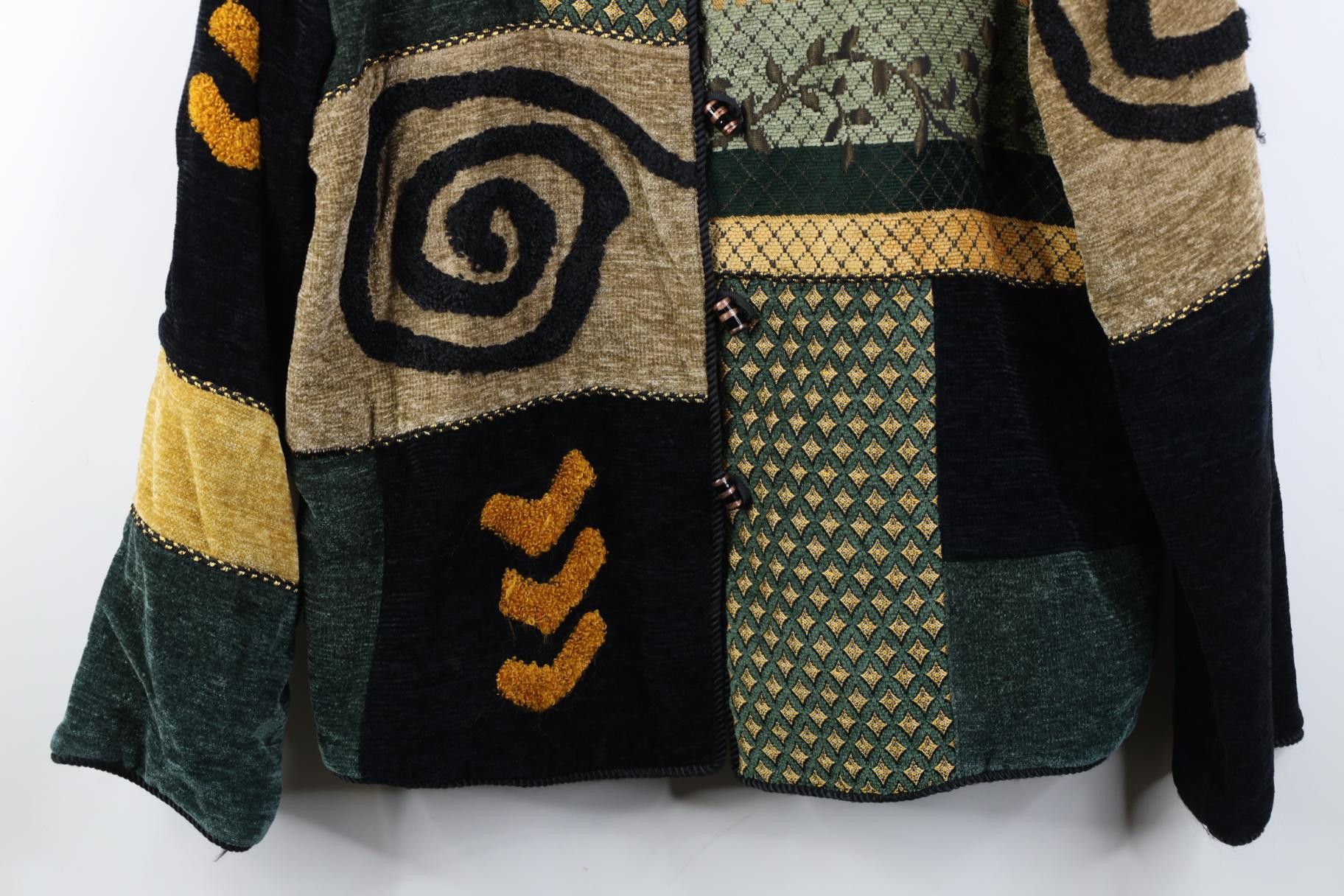 Vintage Vintage 90s Streetwear Chenille Patchwork Art Toggle Jacket Size M / US 6-8 / IT 42-44 - 3 Thumbnail