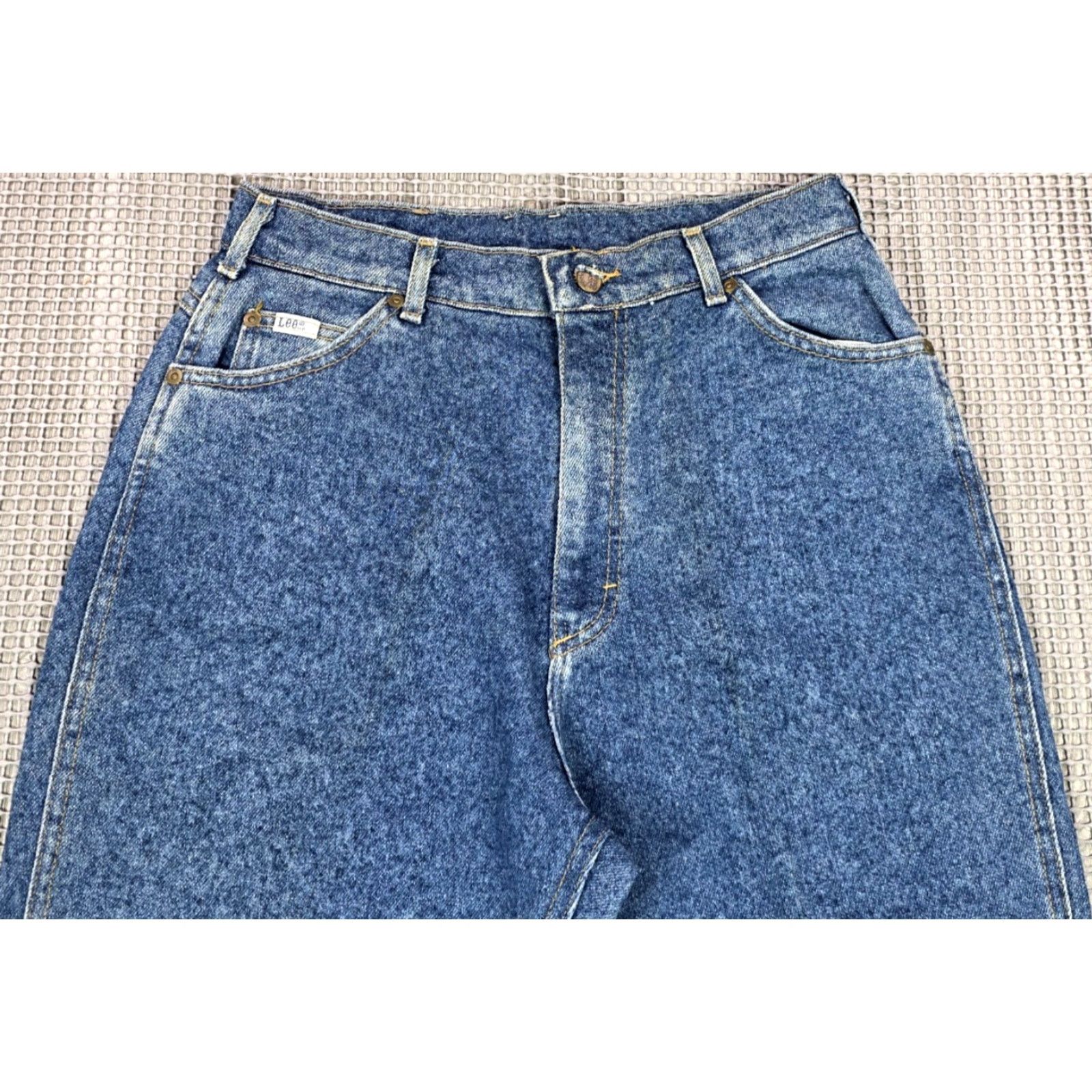 Lee VINTAGE Lee High Waisted Jeans Blue Denim 30x28 Womens Petite 14P Tapered Solid Denim Jeans USA Made 5-Pocket Size 36" / US 14 / IT 50 - 3 Thumbnail