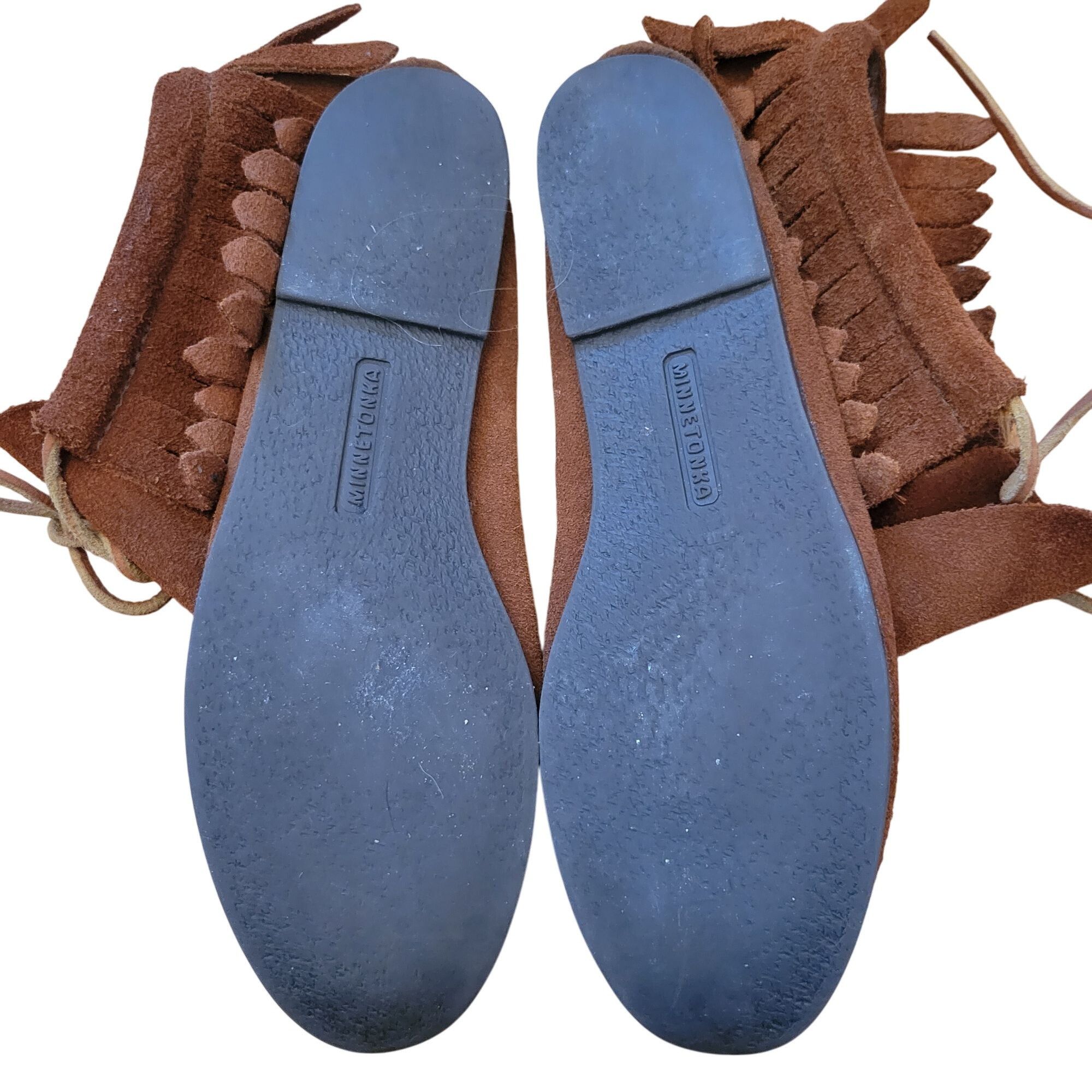 Minnetonka Minnetonka 7 Brown Leather Fringe Moccasins Ankle Boots Boot Size US 7 / IT 37 - 3 Thumbnail