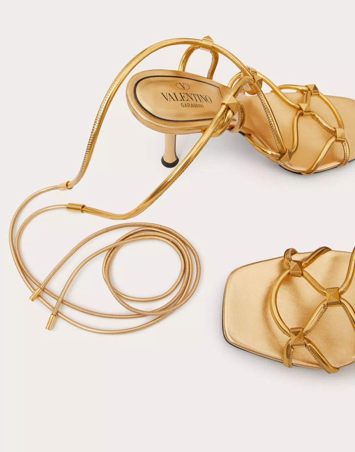 Valentino o1s1wg110426 Rockstud Net Mirror 100mm Synthetic Sandals Size US 8 / IT 38 - 5 Thumbnail