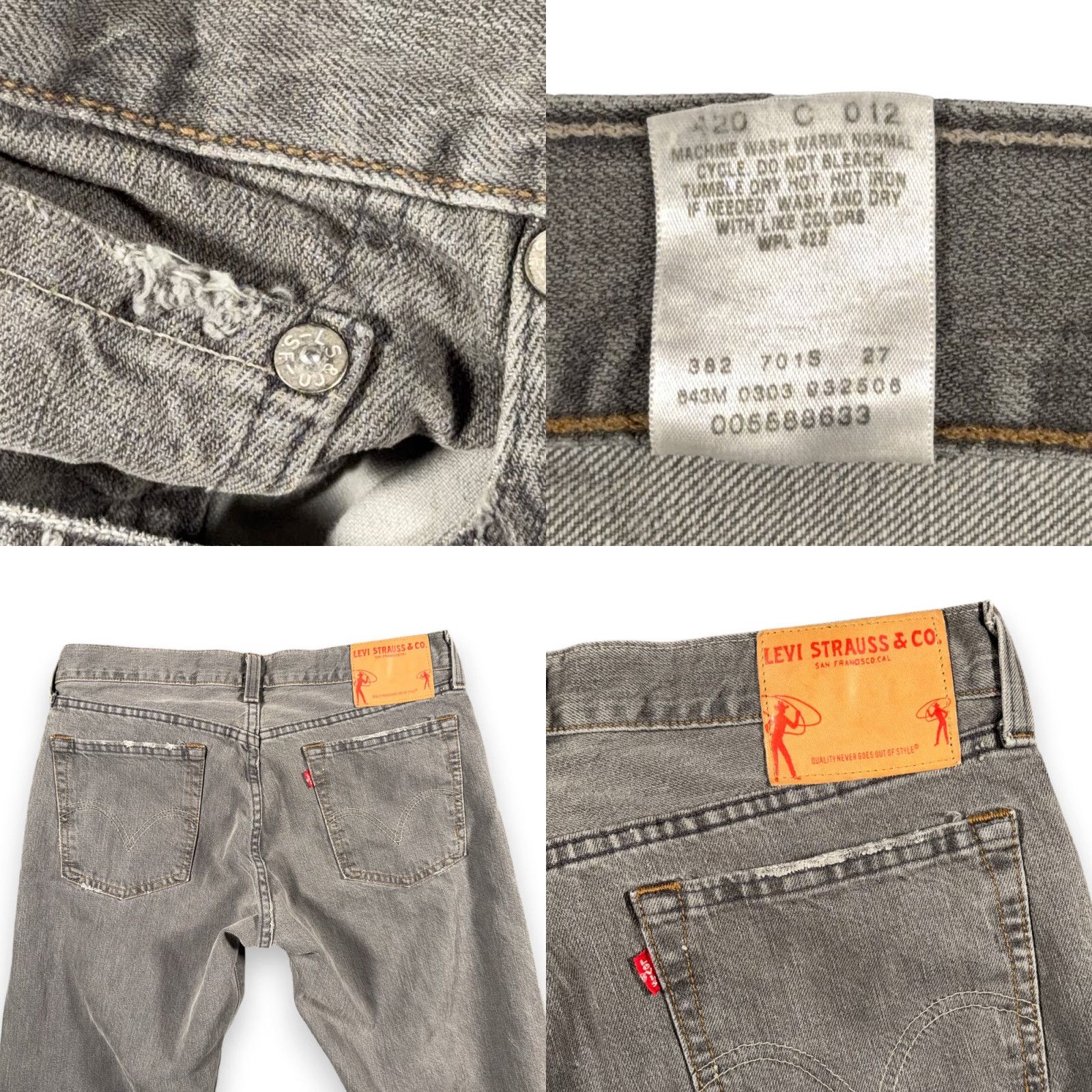 Levi's VINTAGE Levi's Premium Jeans Mens 34x30 Gray Hesher Lowrise Straight Leg USA 90s 2000s Mens Jeans Size US 34 / EU 50 - 8 Thumbnail