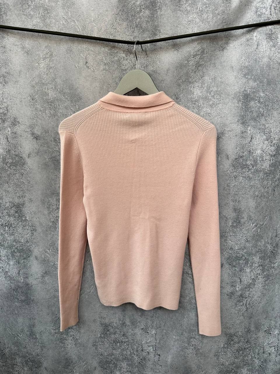 Reiss Reiss Sienna Ribbed Space Wool Polo Shirt in Blush Sweater Size L / US 10 / IT 46 - 4 Thumbnail