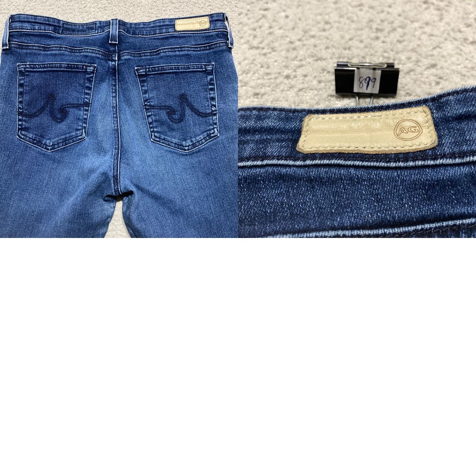 Denime AG Adriano Goldschmied Jeans Blue Denim Dark Wash Slim 29 - Womens - 5-Pocket Crop Stretch Button Zip Inseam 25 in Size 29" - 9 Thumbnail