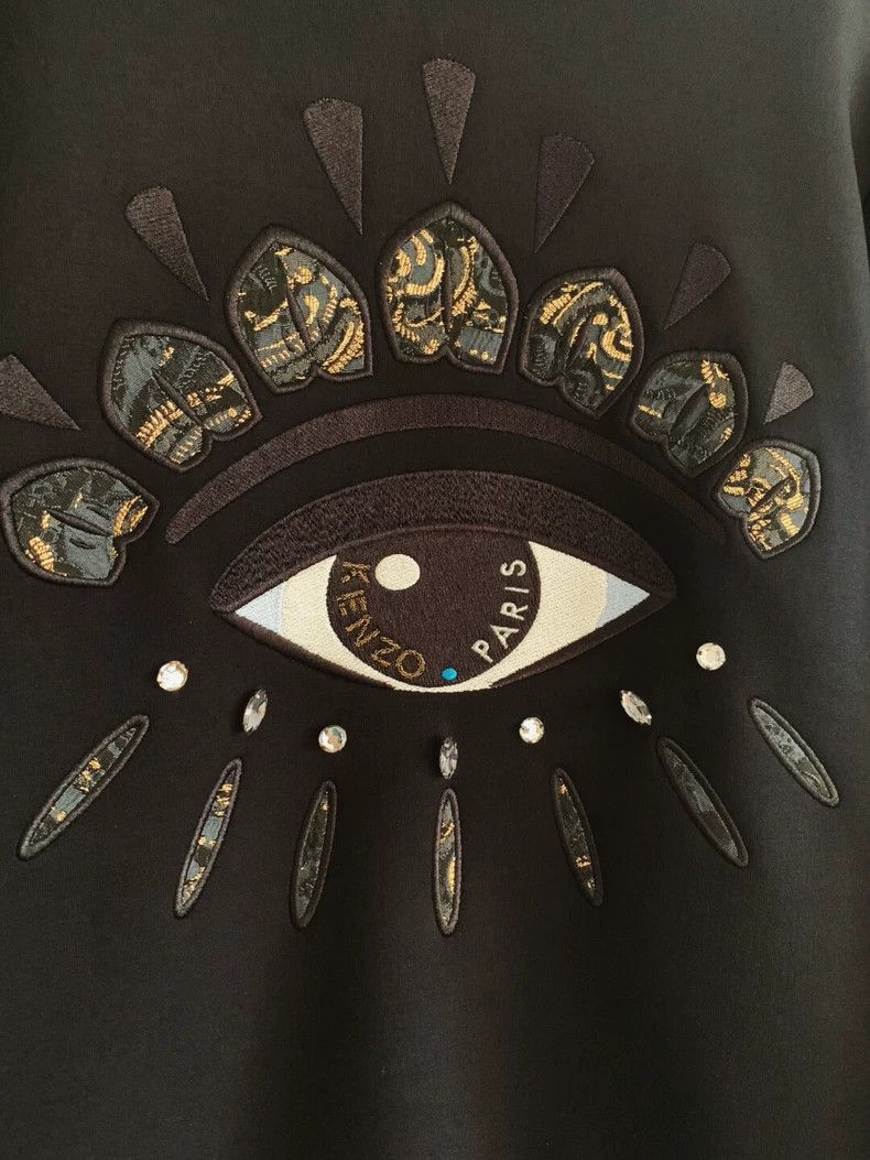 KENZO Neutral space cotton black hoodie