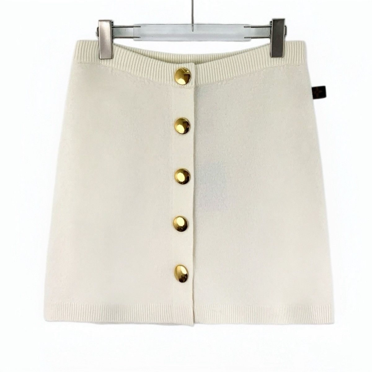 Louis Vuitton Louis Vuitton Beige Monogram Leather Label Skirt K26WX Size 28" / US 6 / IT 42 - 1 Thumbnail
