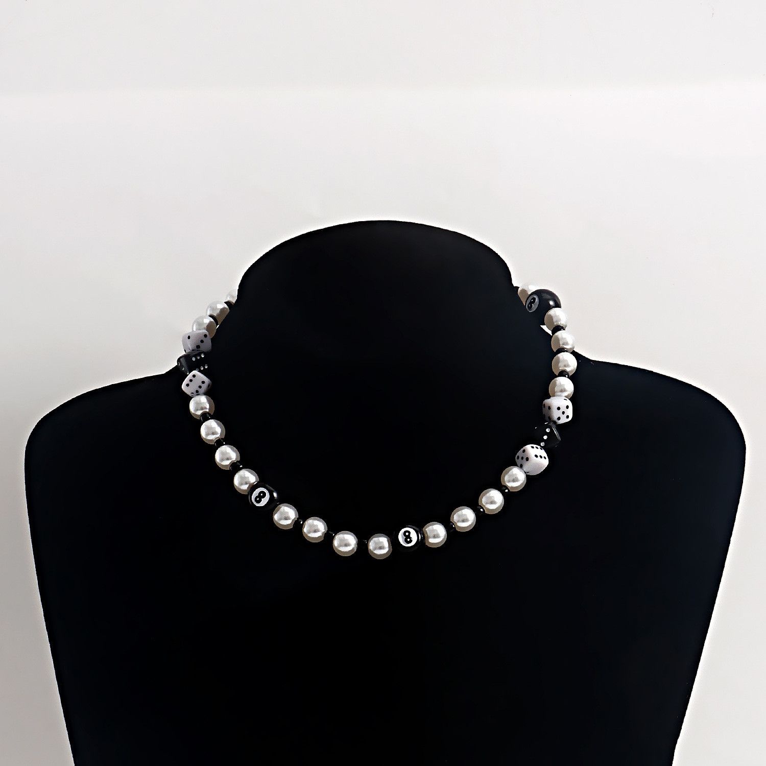 Jewelry Black Billiard Dice Pearl Necklaces Size ONE SIZE - 1 Thumbnail