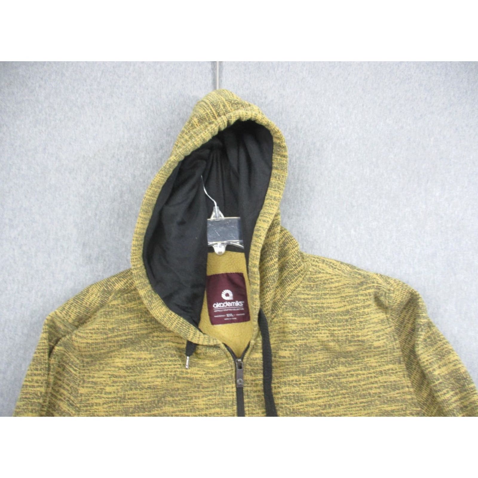 Akademiks Akademiks Mens 2XL Hooded Full Zip Jacket Yellow Black Knit Windbreaker Geometric Logo Pockets Size US XXL / EU 58 / 5 - 4 Thumbnail