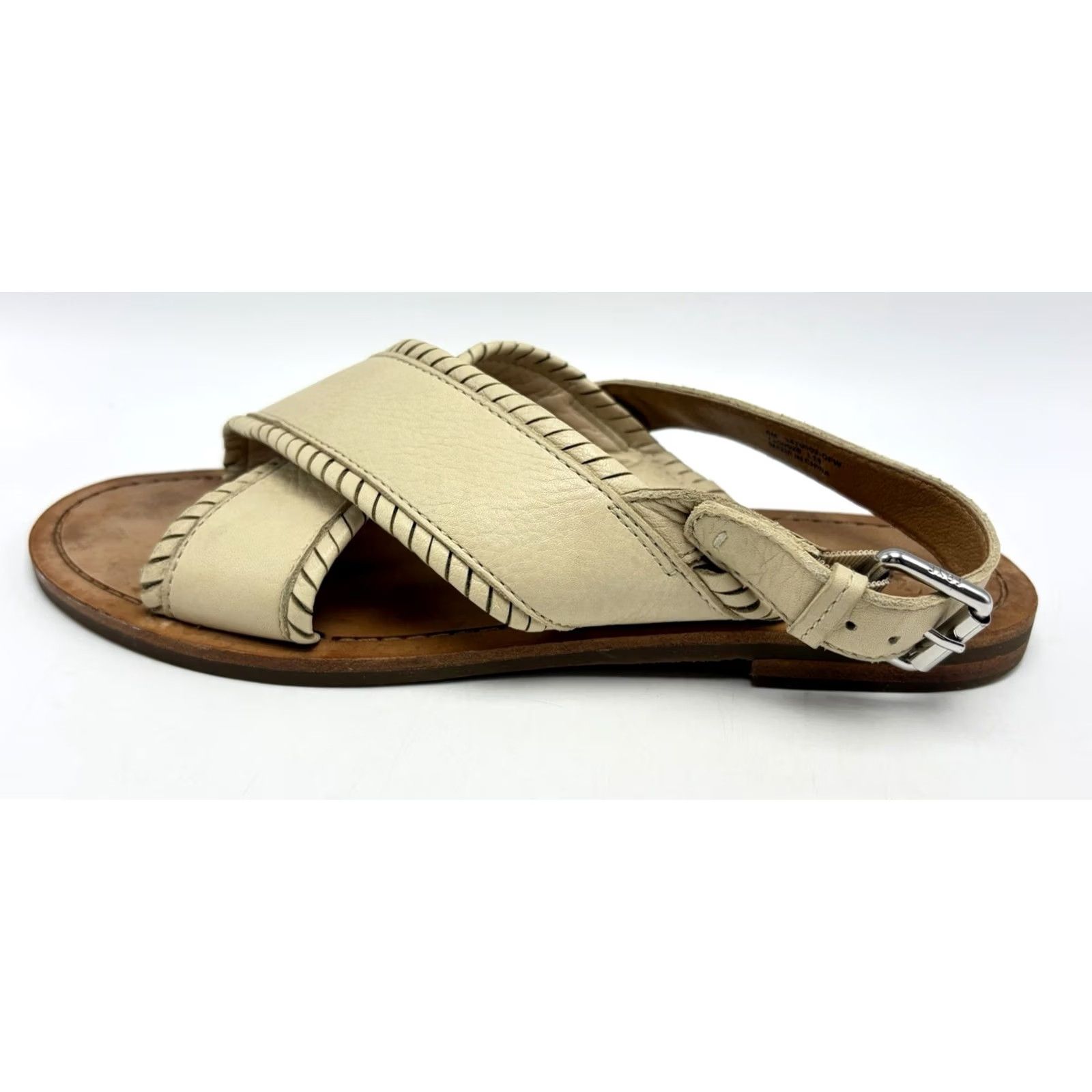 Frye Frye Sandals Women 8 M Leather Robin Feather Camel Flat Buckle Casual Size US 8 / IT 38 - 3 Thumbnail