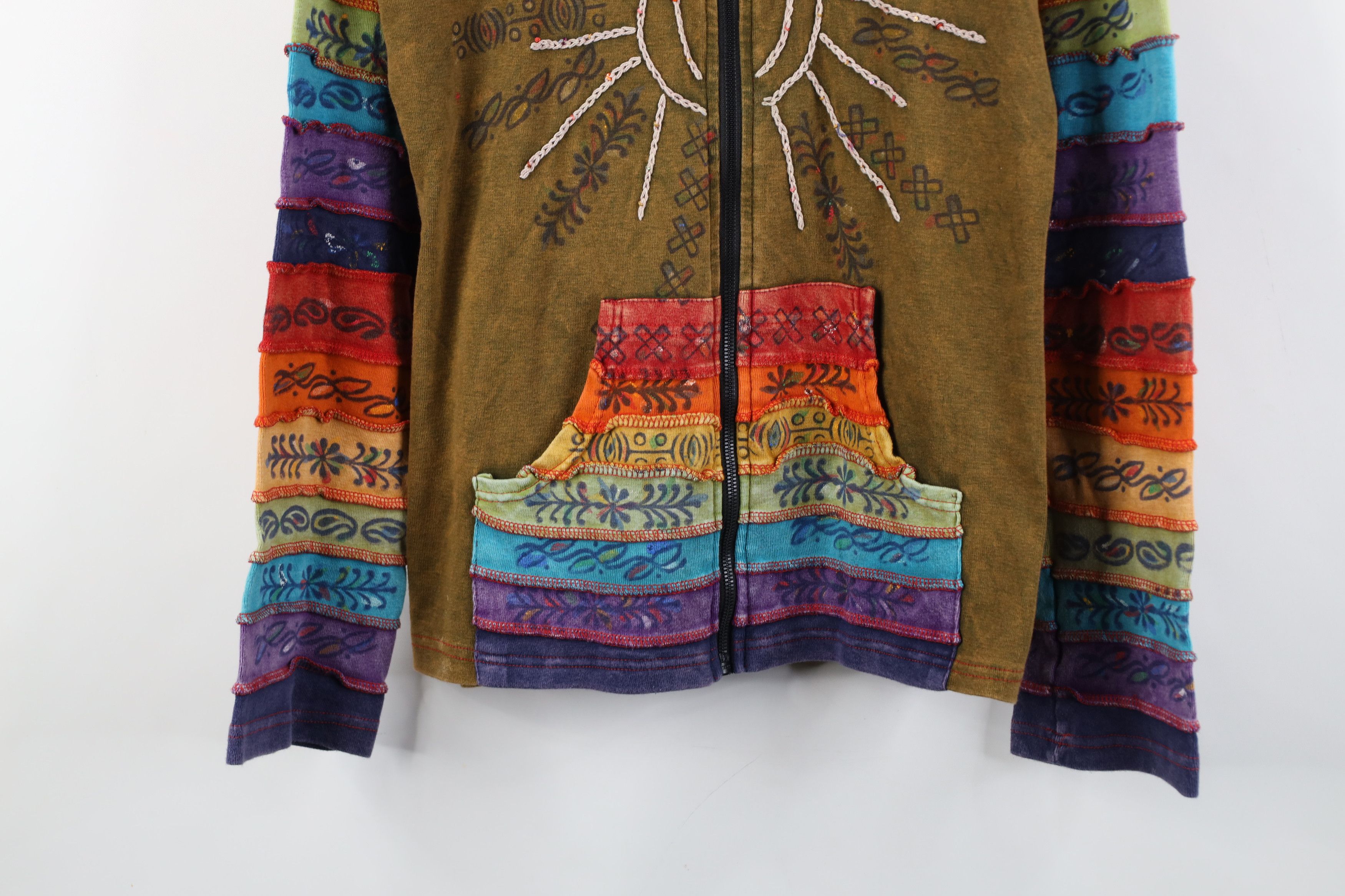 Vintage Vintage 90s Y2K Streetwear Fair Rainbow Sun Full Zip Hoodie Size M / US 6-8 / IT 42-44 - 3 Thumbnail