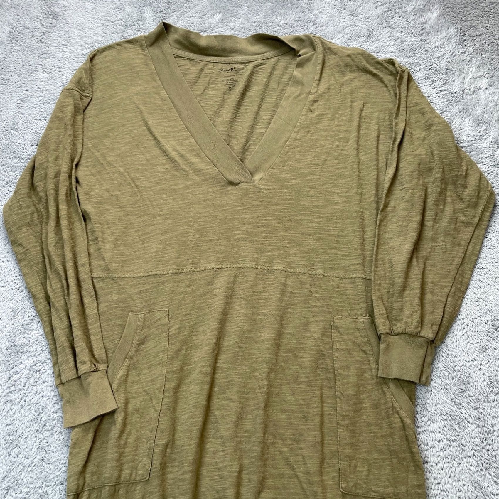 Vintage Natural Life Jumpsuit Womens Small Green Heather Cotton Oversized V Neck Casual One-Piece Size 28" / US 6 / IT 42 - 4 Thumbnail