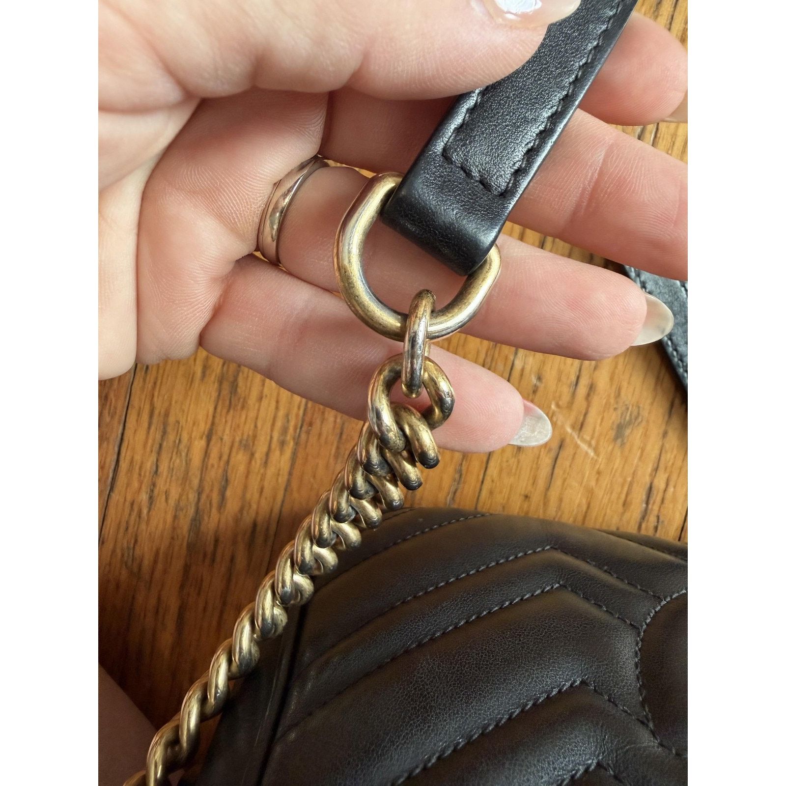 Gucci Gucci Crossbody Bag Small Black Leather GG Marmont Camera Size ONE SIZE - 15 Thumbnail