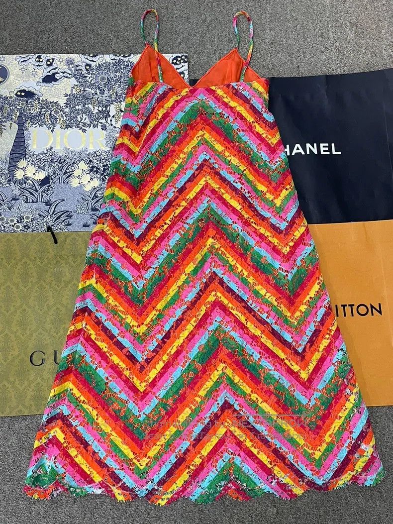 Valentino Valentino Colorful color-blocked striped lace slip dress Size M / US 6-8 / IT 42-44 - 2 Thumbnail