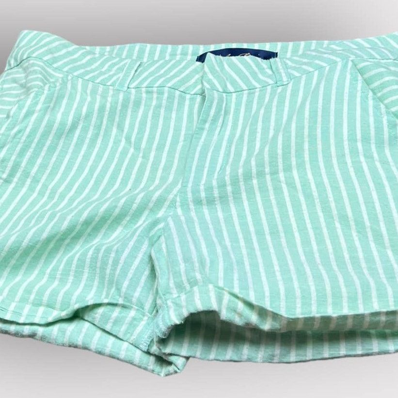 Other Blue Rain | Striped Green Pastel Shorts | Large Size 32" / US 10 / IT 46 - 3 Thumbnail