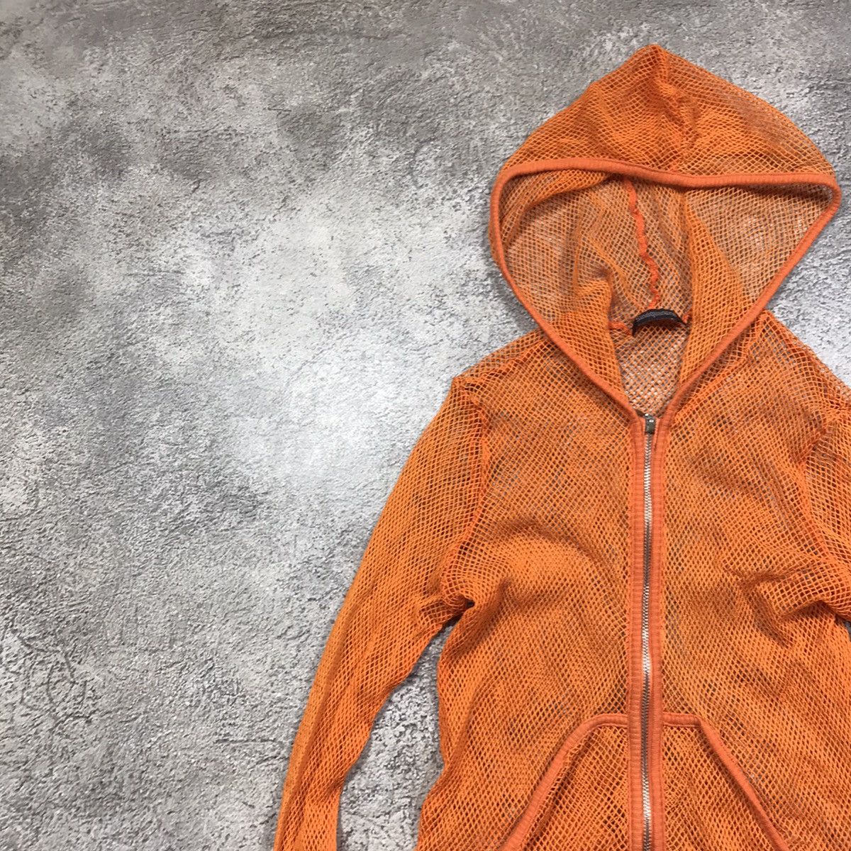 Vintage Y2K Orange Mesh Hoodie Avant Garde Streetwear Slim Logo S Size S / US 4 / IT 40 - 2 Thumbnail