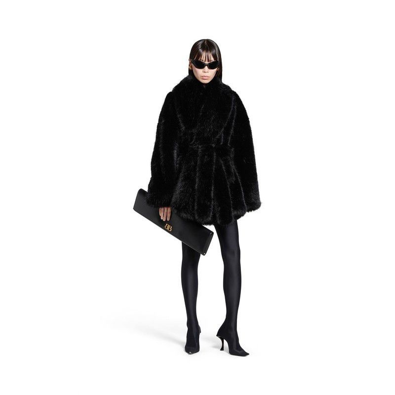 Balenciaga o1tr1nto1125 Cocoon Wrap Coat in Black Size M / US 6-8 / IT 42-44 - 5 Thumbnail