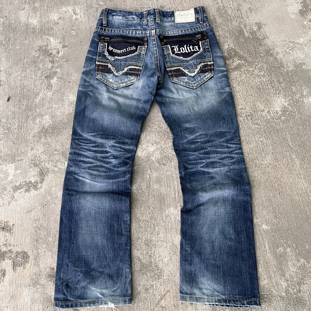 Vintage Lolita Flare Faded Distressed Jeans